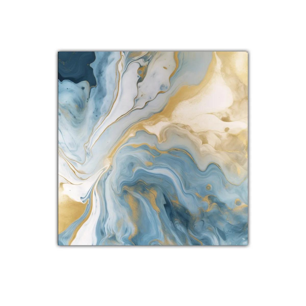 Cuadro abstracto en tonos azul y dorado para decoración elegante — miniatura 1