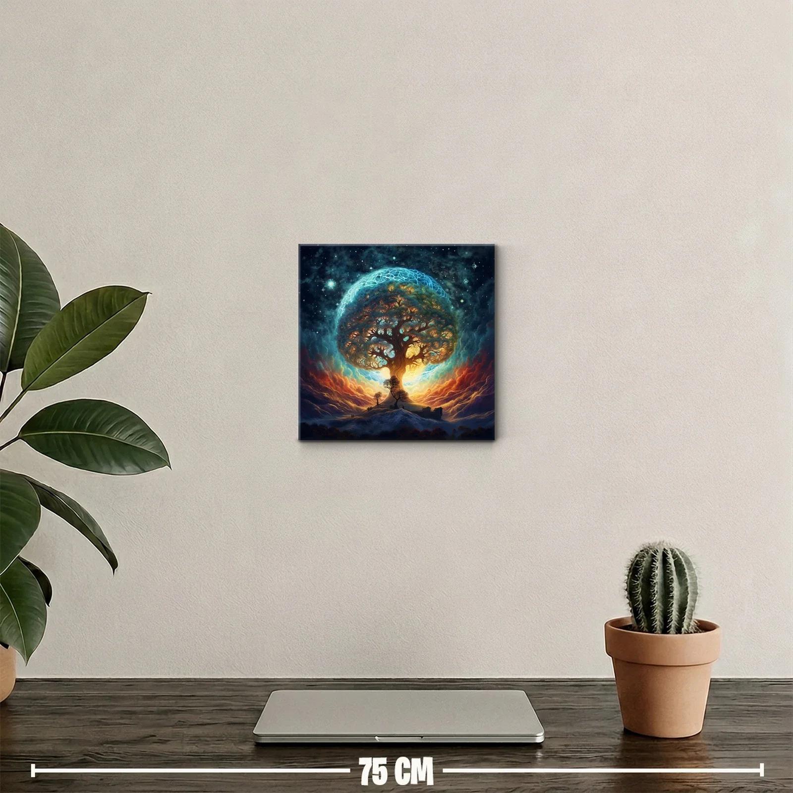 Árbol de la vida iluminado en cielo estrellado místico — miniatura 2