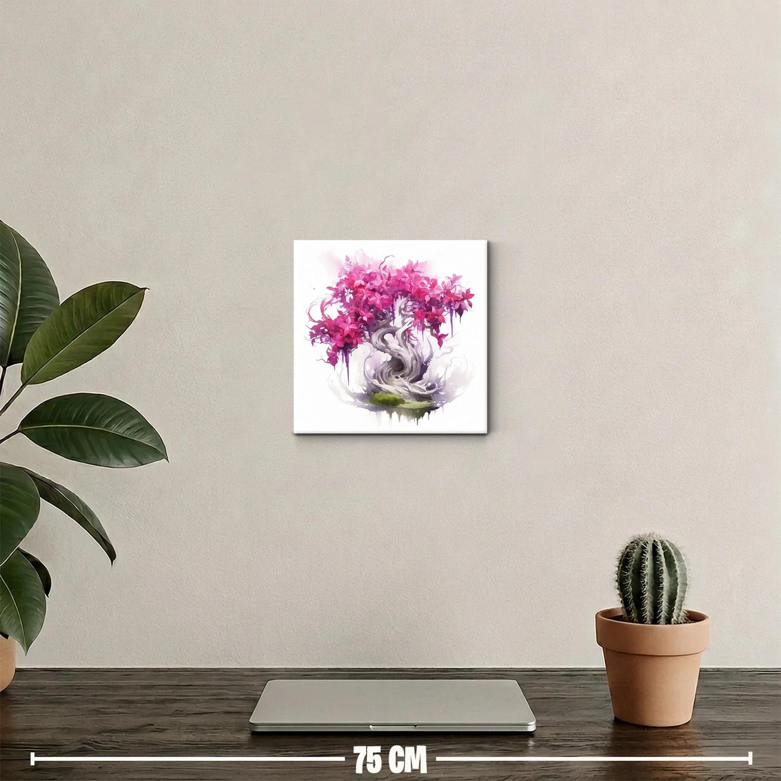 Árbol encantado con flores fucsia vibrantes y tronco retorcido — miniatura 2