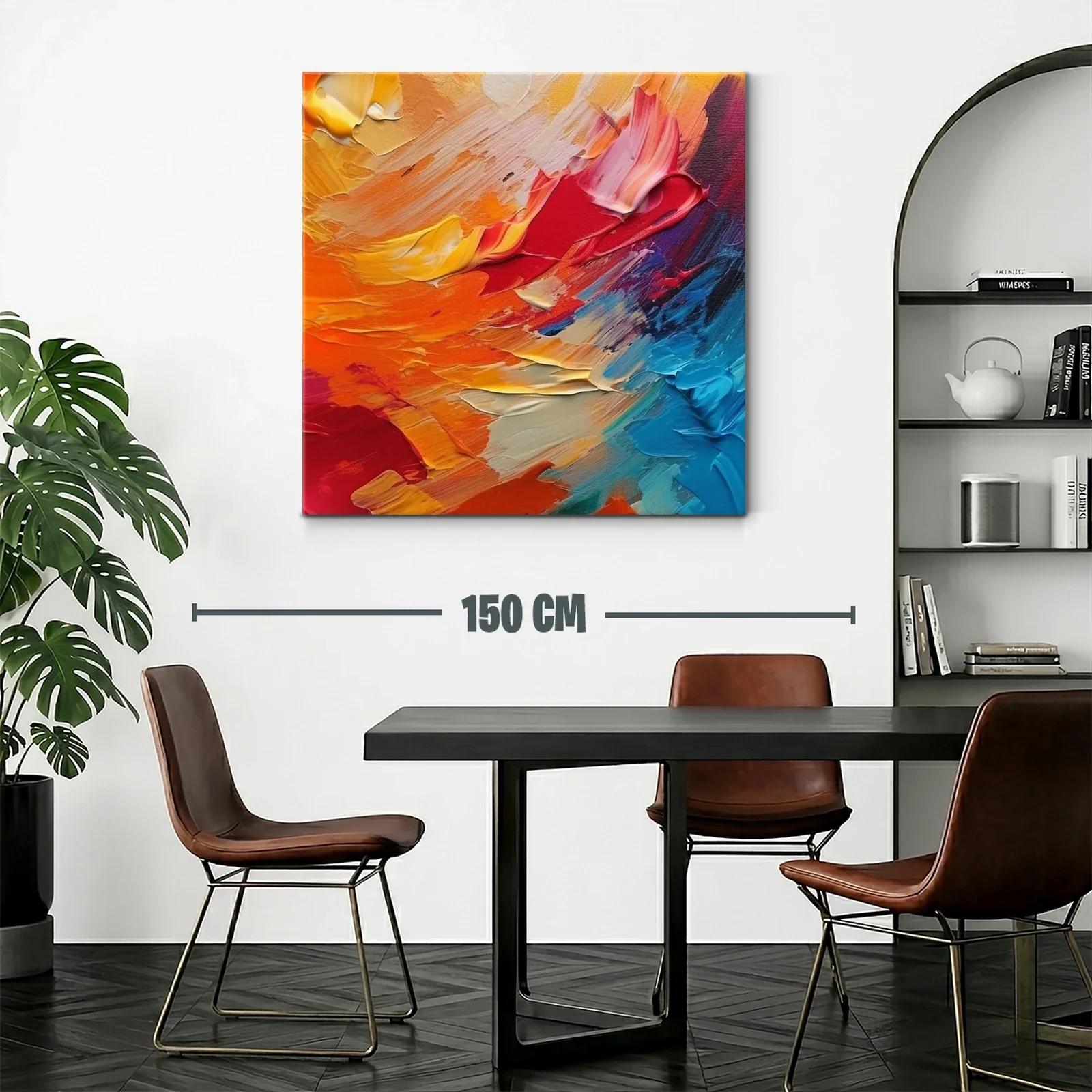 Cuadro abstracto vibrante con tonos cálidos y fríos intensos — miniatura 2