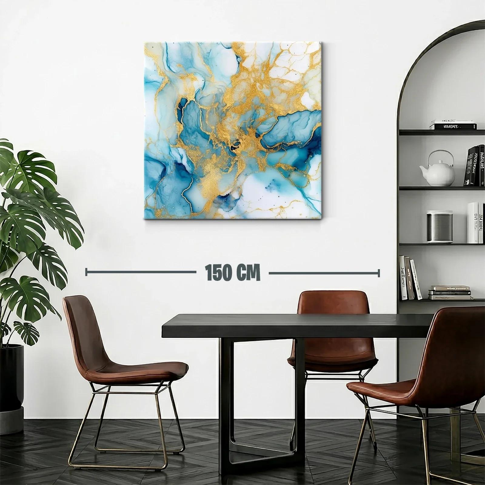 Abstracción elegante en azul con detalles dorados brillantes — miniatura 2