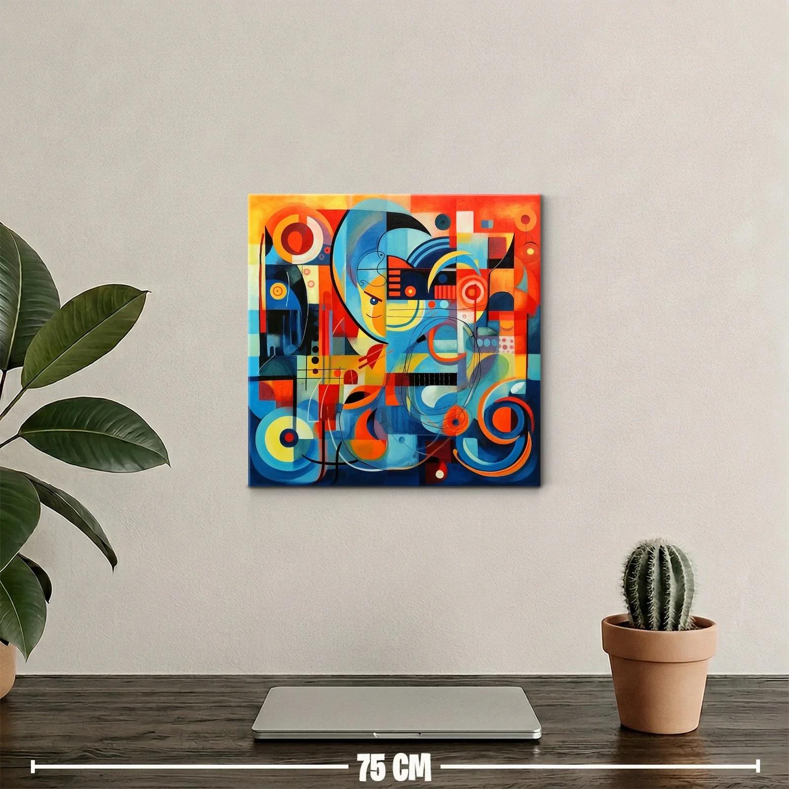 Composición abstracta vibrante con tonos cálidos y fríos — miniatura 2