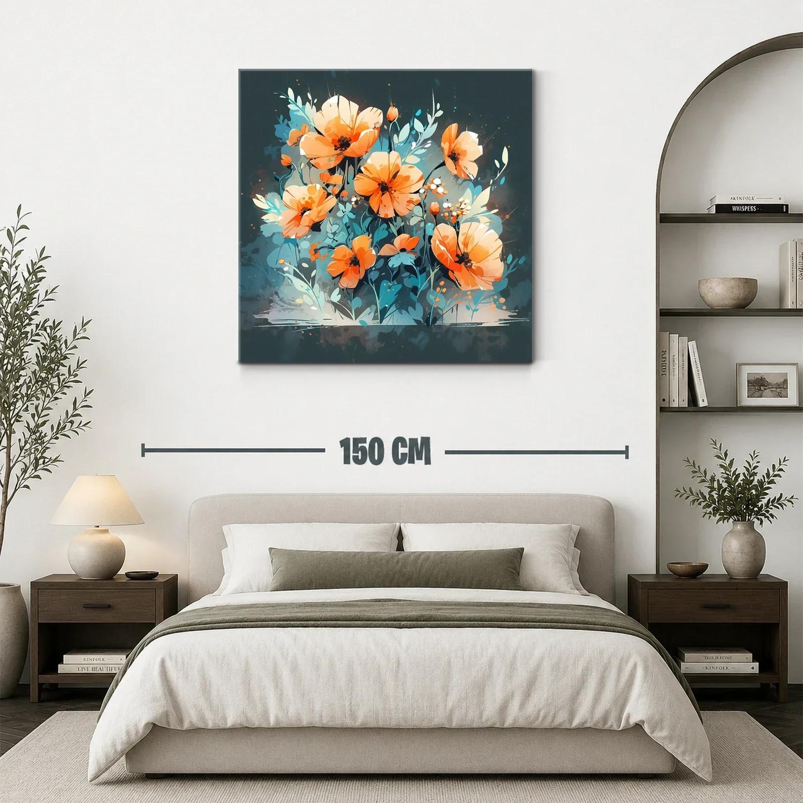 Flores naranjas vibrantes sobre fondo azul profundo — miniatura 3