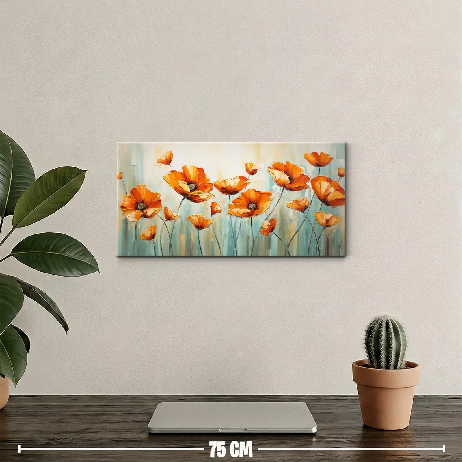 Cuadro amapolas naranjas en formato horizontal — miniatura 2