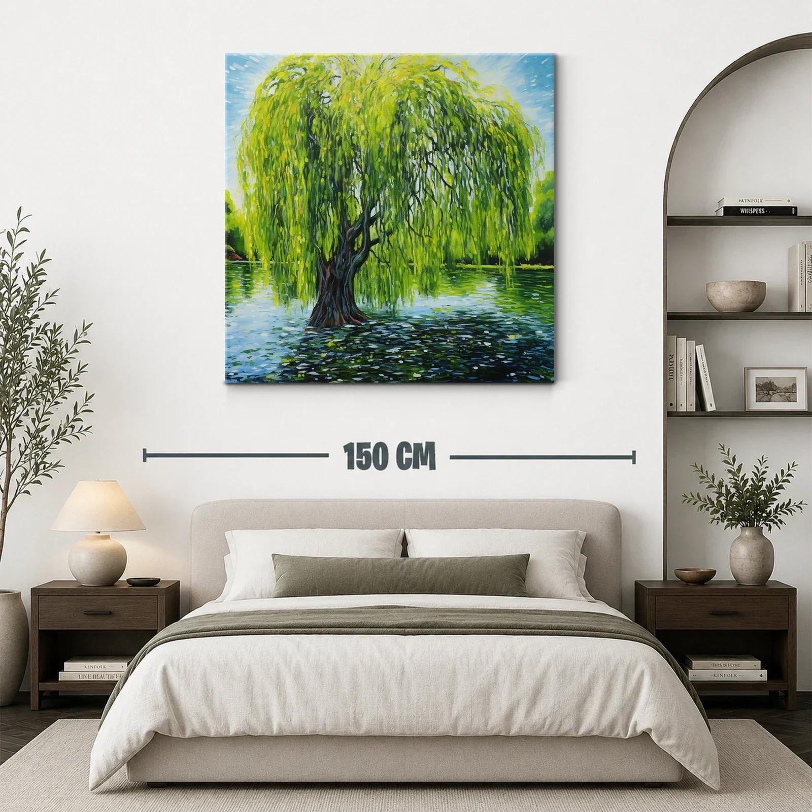 Árbol de sauce sobre el agua con luz vibrante — miniatura 3