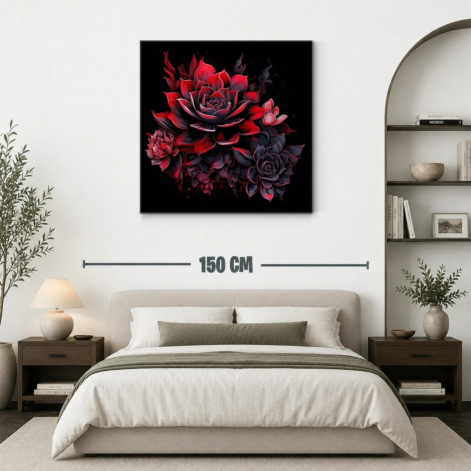 Ramo de flores vibrantes en tonos rojos y negros — miniatura 3