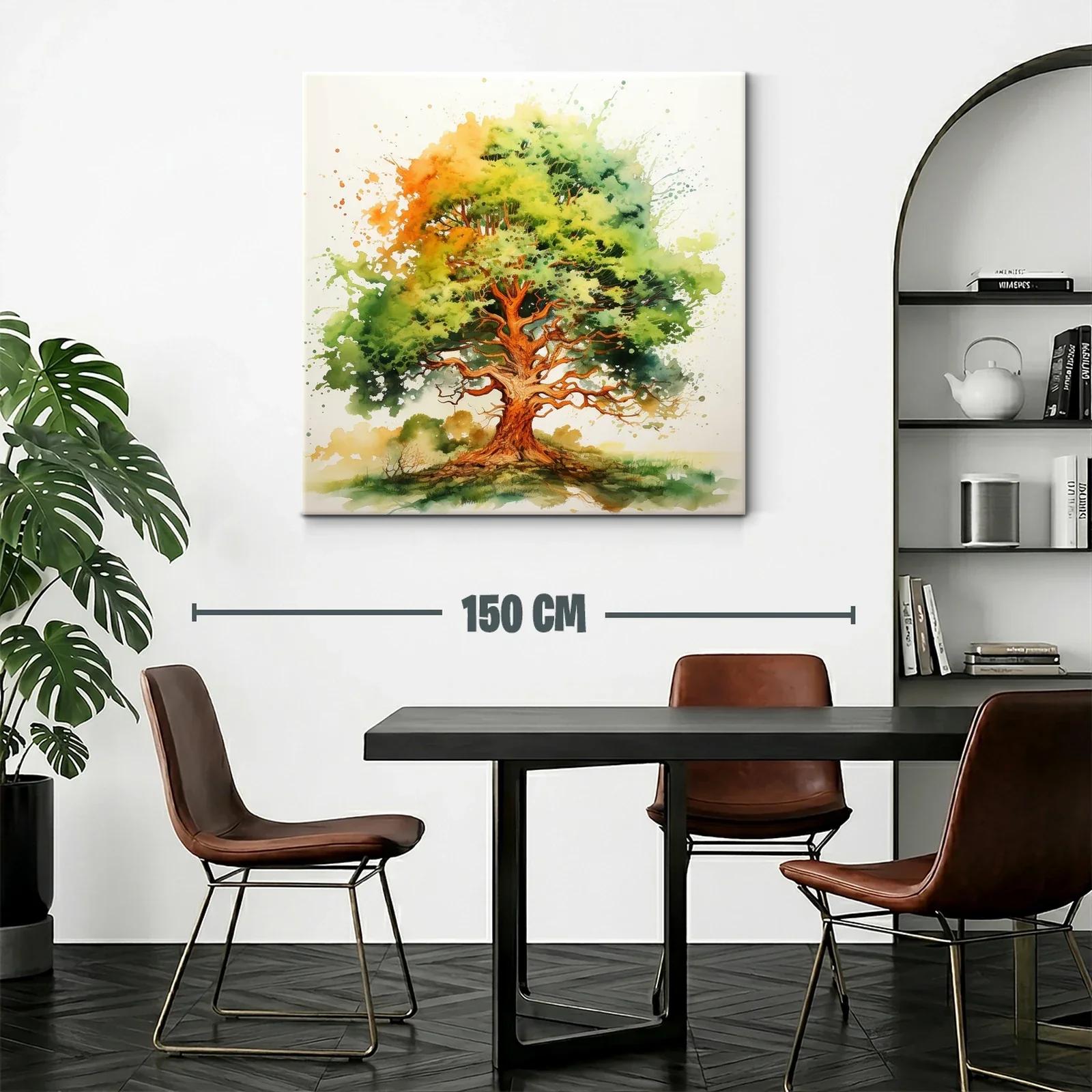 Árbol vibrante con follaje en tonos verdes y naranjas — miniatura 2