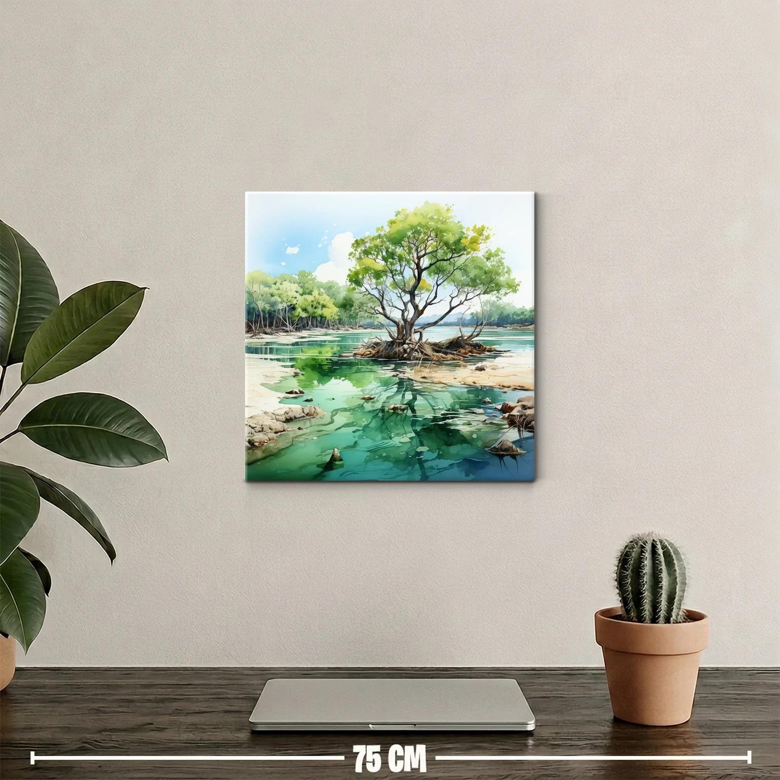Serena escena natural con árbol y reflejos en lago tranquilo — miniatura 2