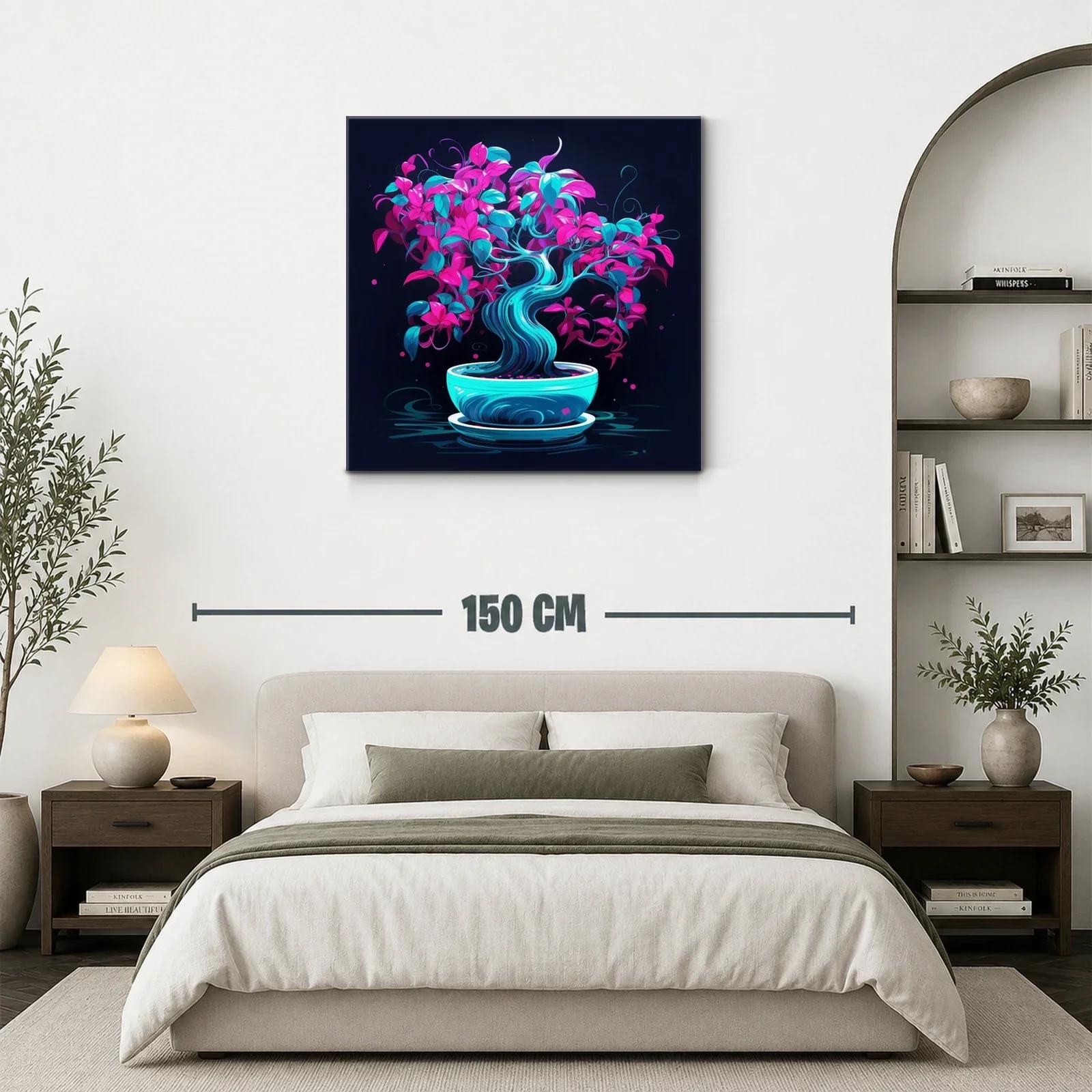 Bonsái vibrante con hojas en tonos fucsias y turquesas — miniatura 3