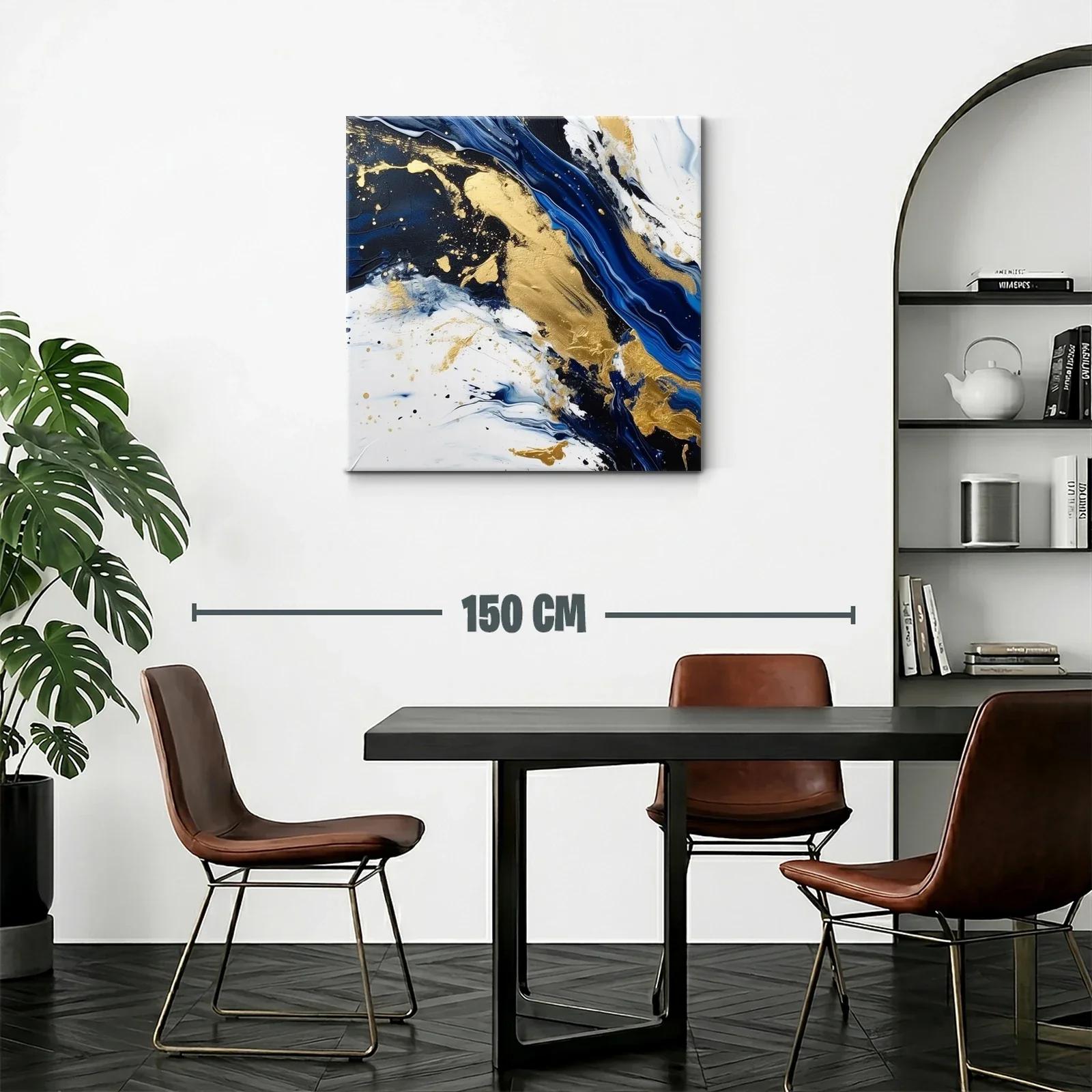 Composición abstracta en azul marino blanco y dorado — miniatura 2