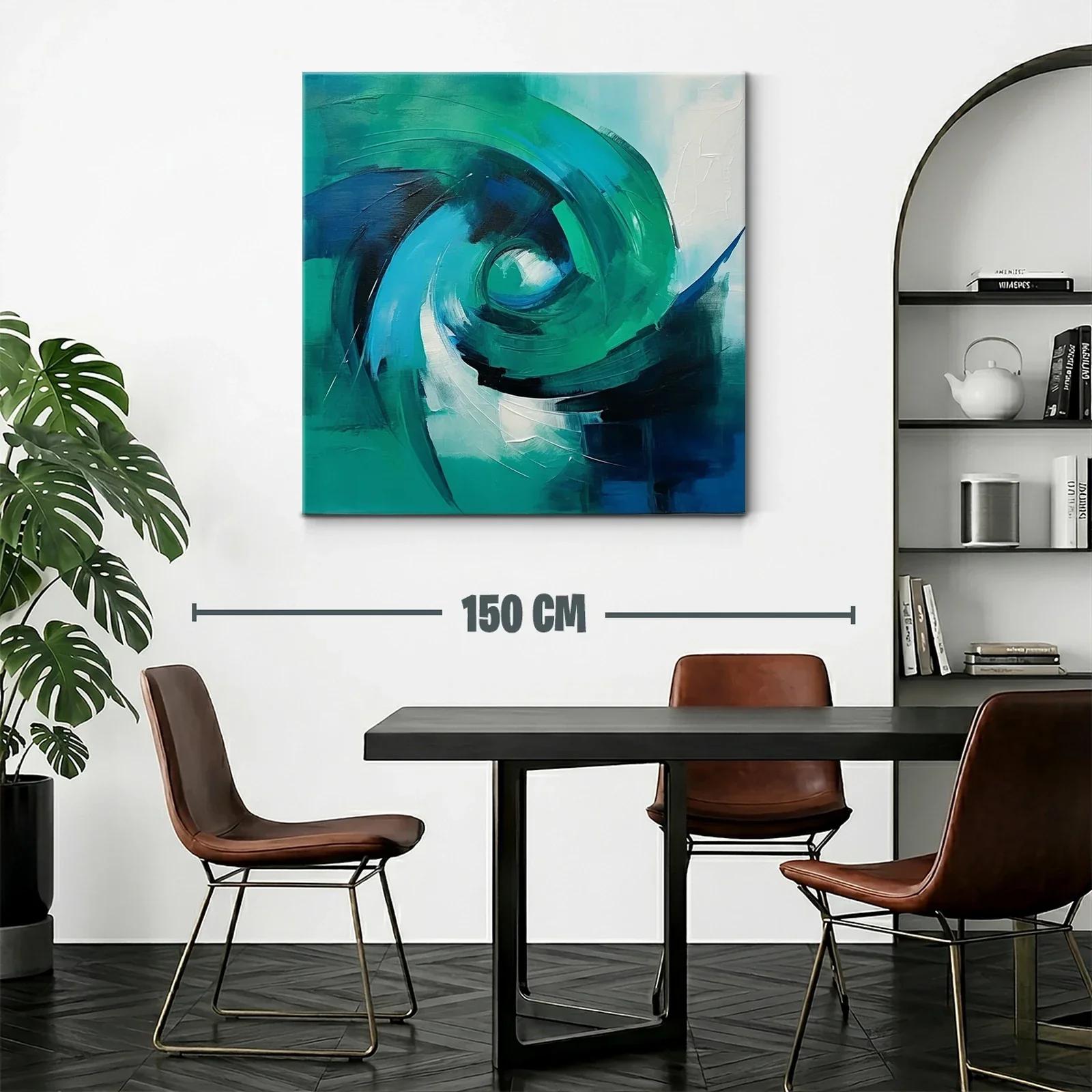 Cuadro abstracto en tonos azules y verdes vibrantes — miniatura 2