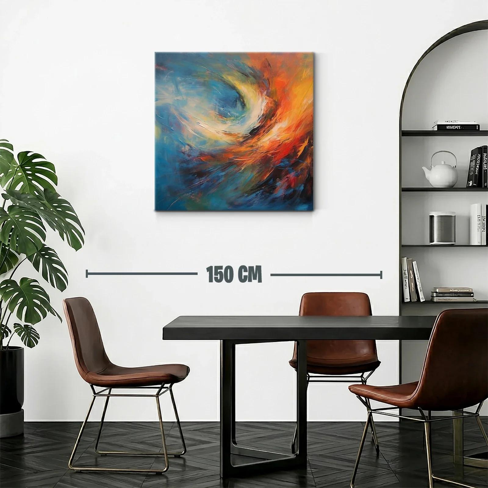Arte abstracto en tonos azules y cálidos vibrantes — miniatura 2