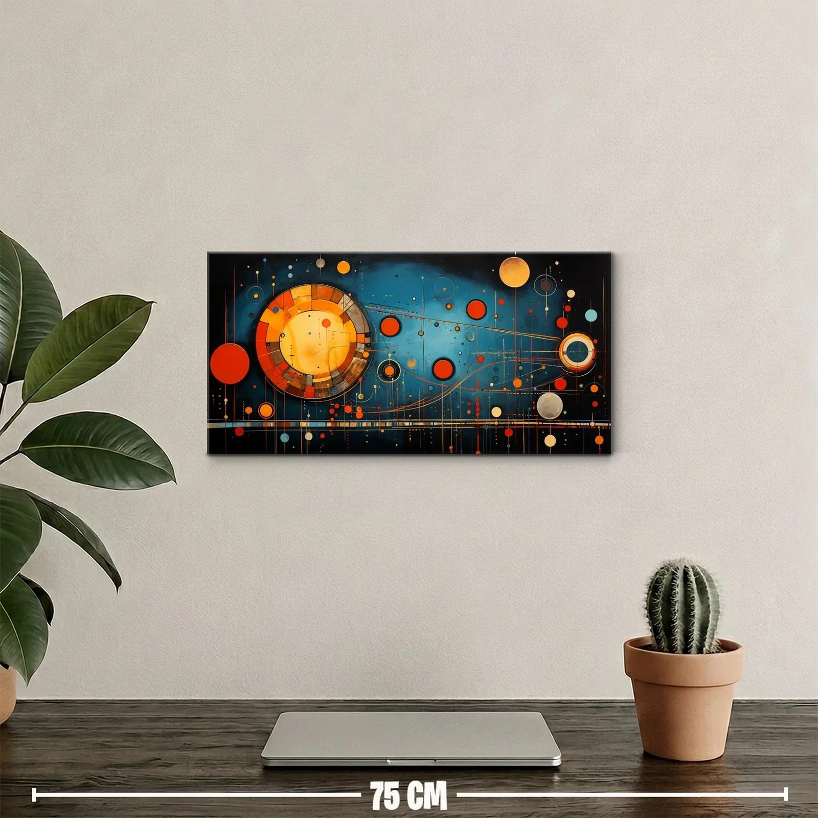 Cuadro cosmos geométrico con gran disco segmentado — miniatura 2