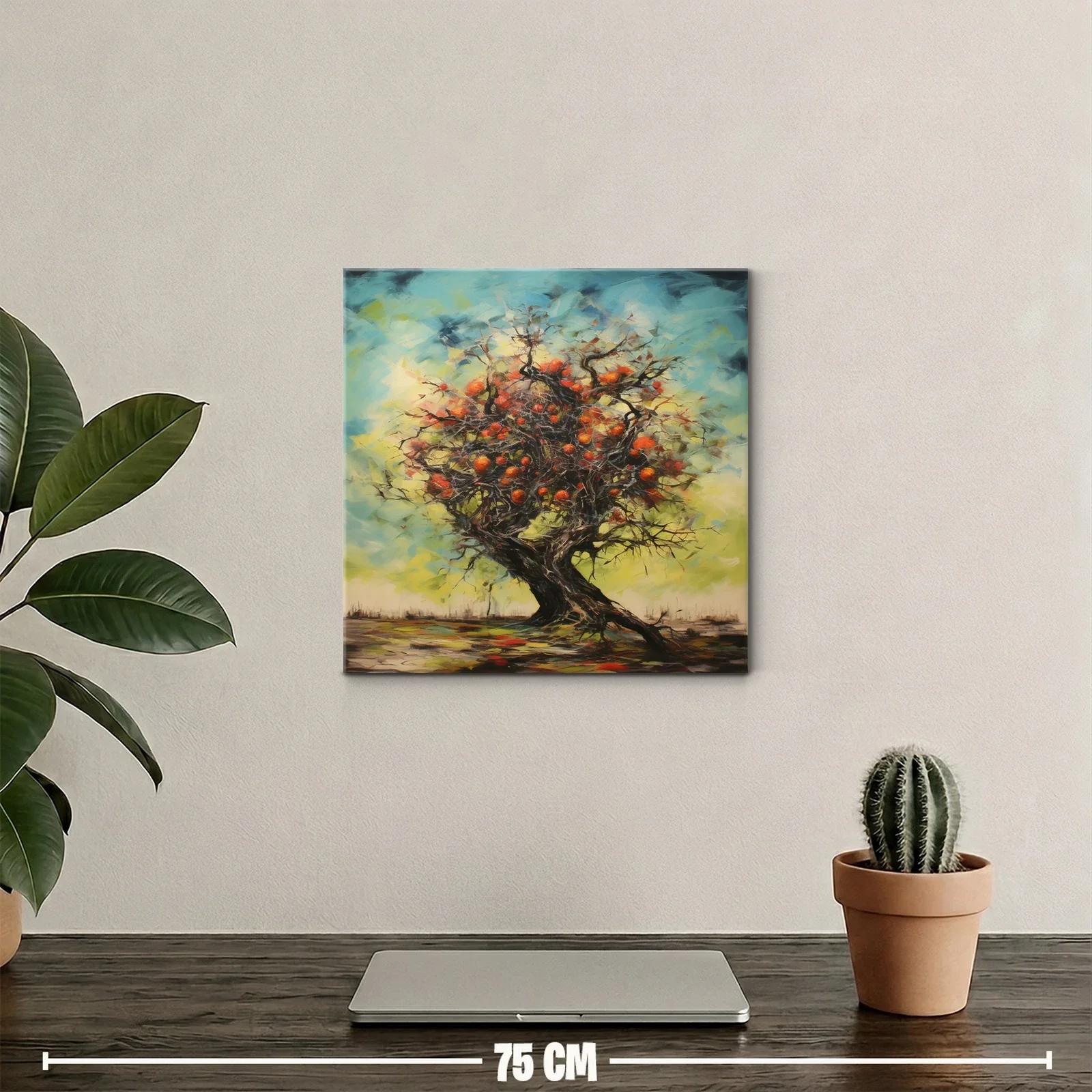 Árbol frutal con vibrantes tonos de naranja y azul — miniatura 2