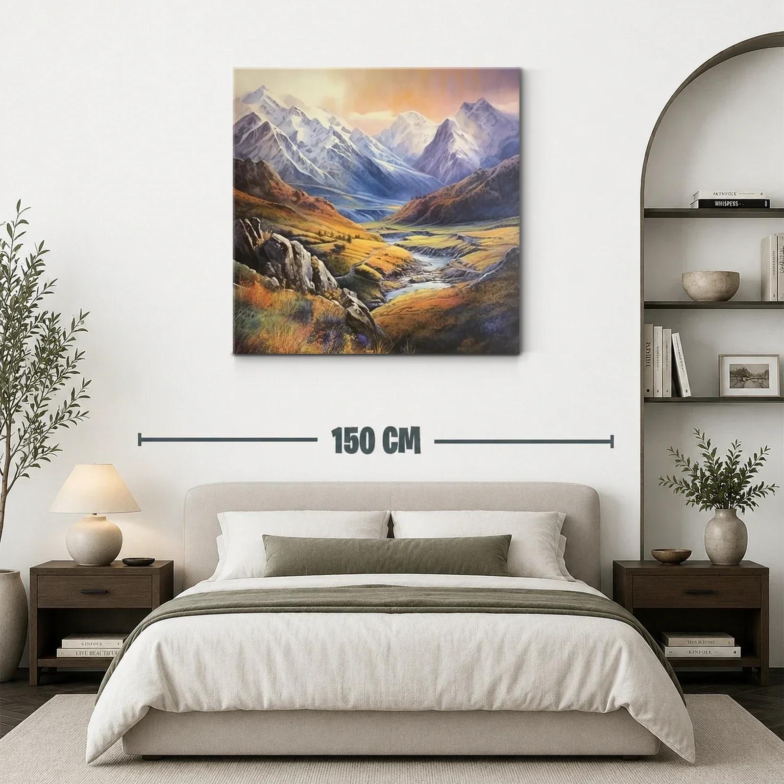 Paisaje de montaña con río en tonos otoñales y cielo al atardecer — miniatura 3