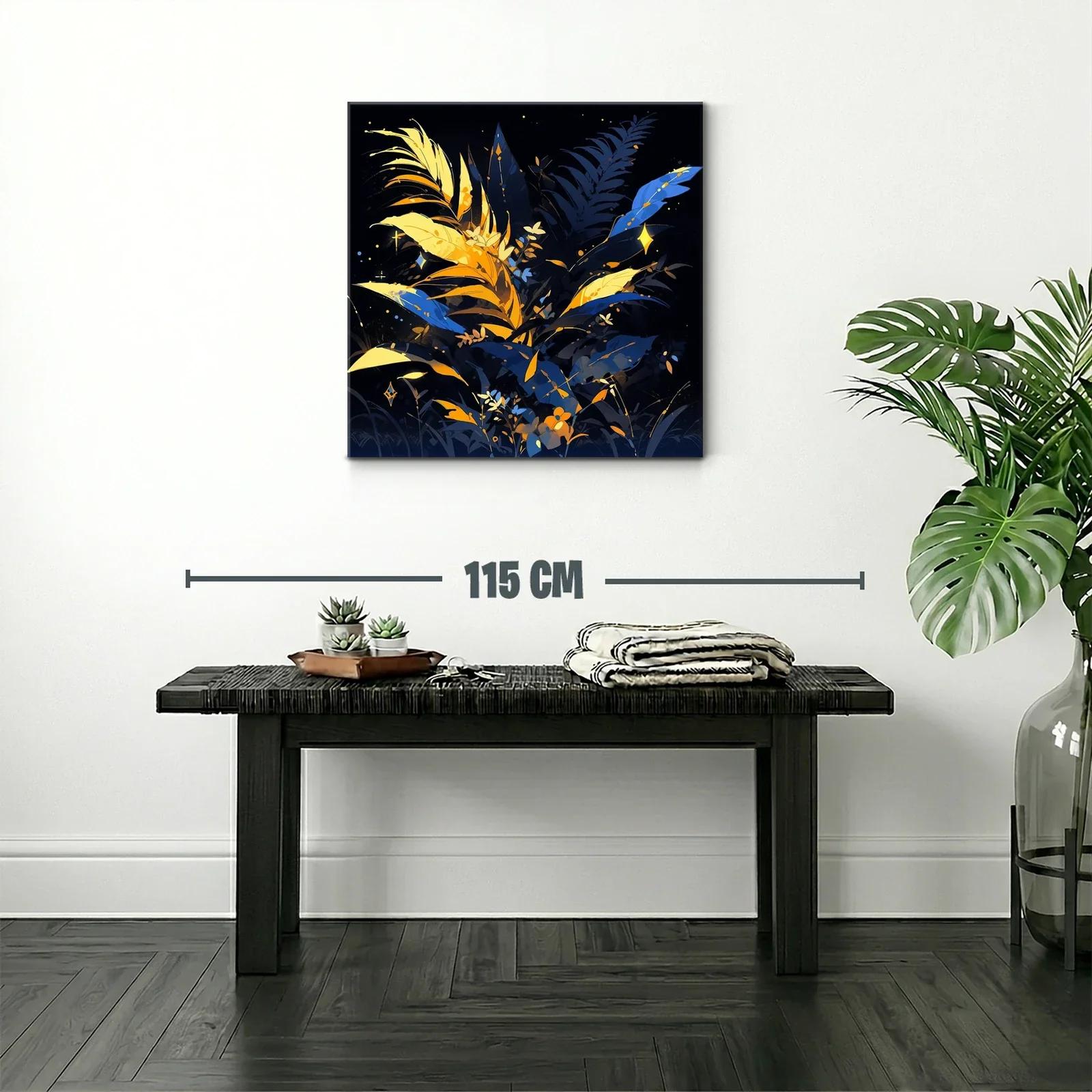 Ramillete luminoso de hojas en tonos azules y dorados — miniatura 2