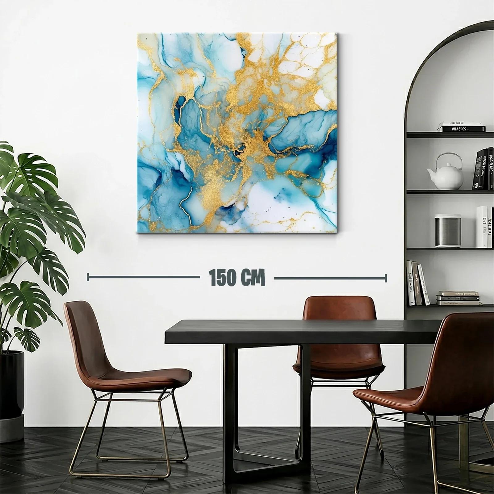 Abstracción elegante en azul con detalles dorados brillantes — miniatura 2