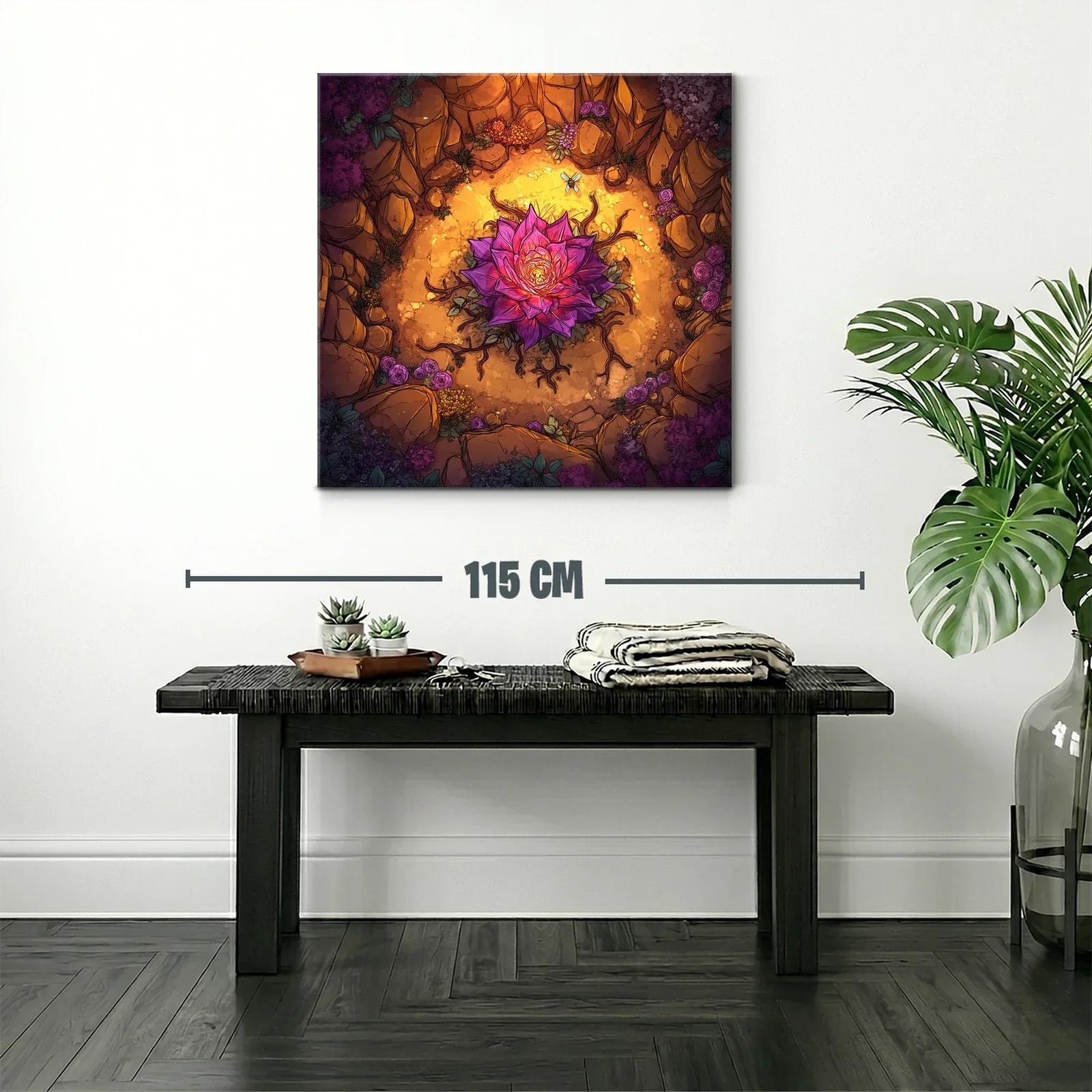 Flor luminosa rodeada de naturaleza en tonos cálidos y violetas — miniatura 2