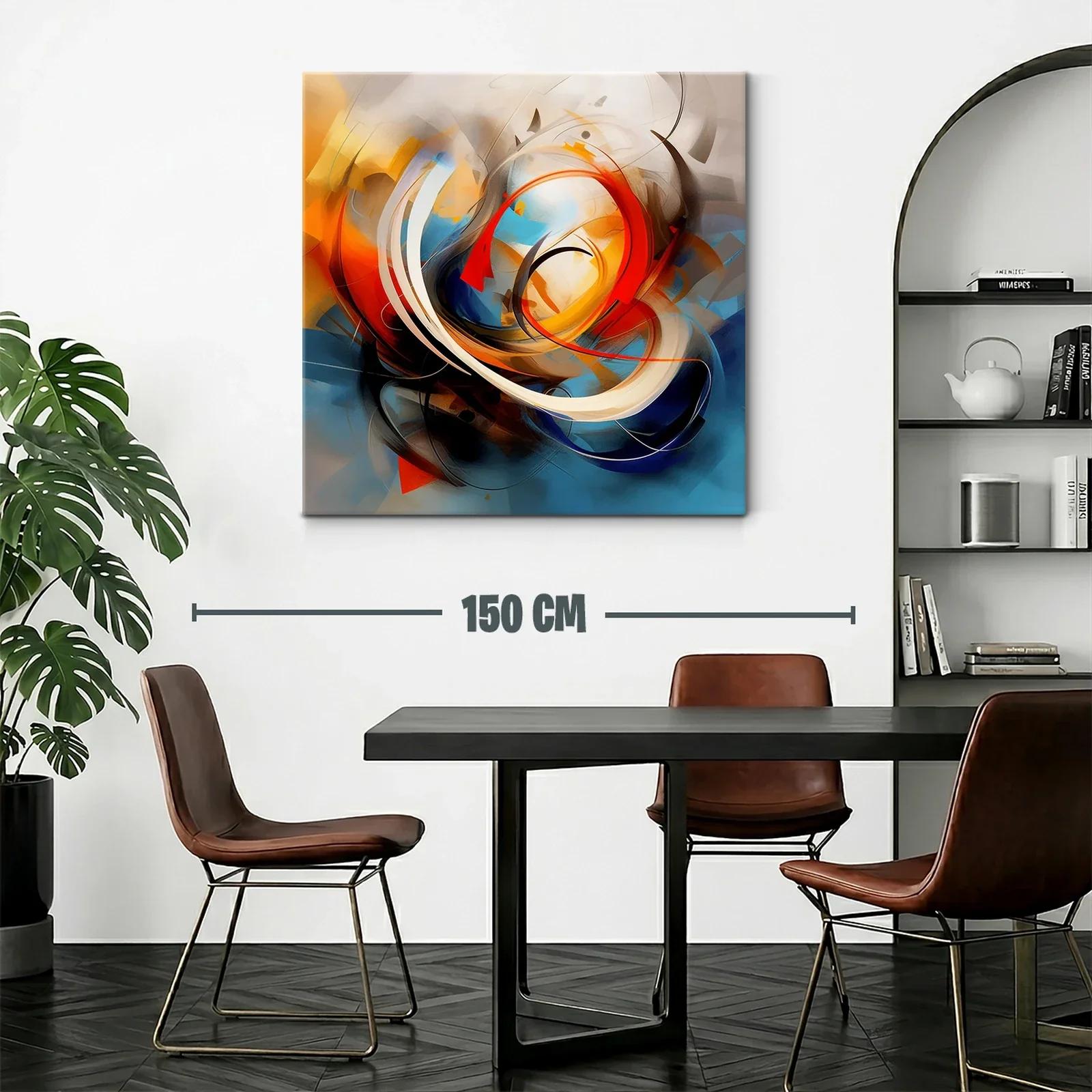 Composición abstracta dinámica con vibrantes tonos cálidos y fríos — miniatura 2