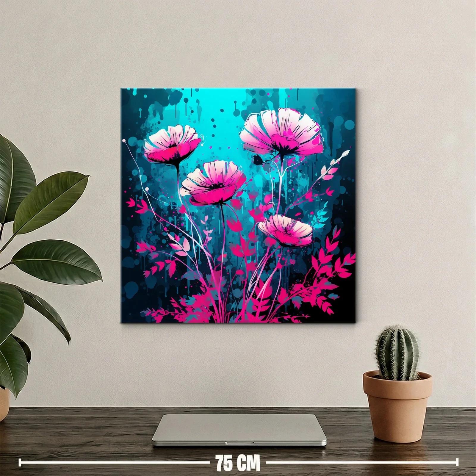 Flores vibrantes en contraste turquesa y magenta — miniatura 2