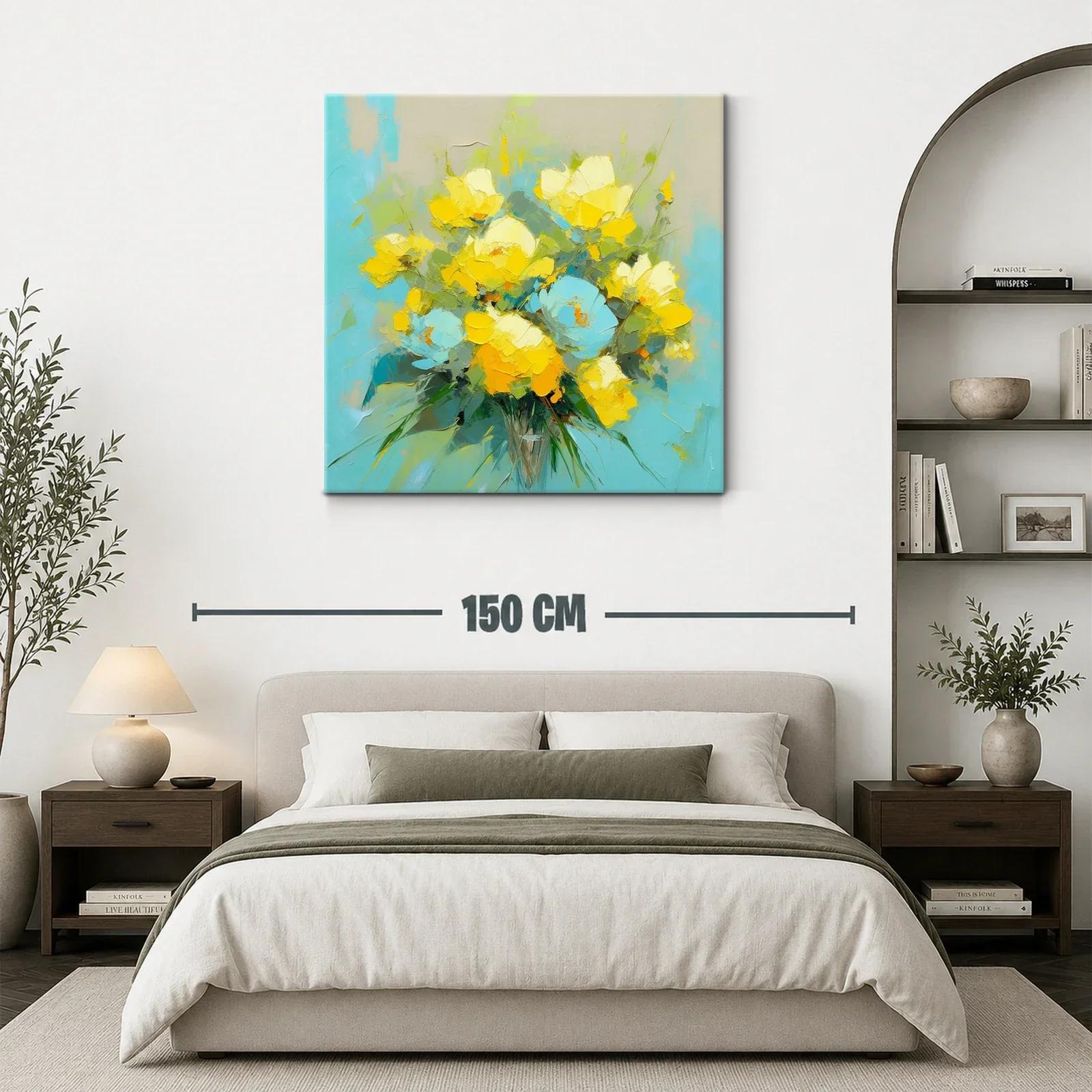 Ramo vibrante de flores en tonos amarillos y azules — miniatura 3