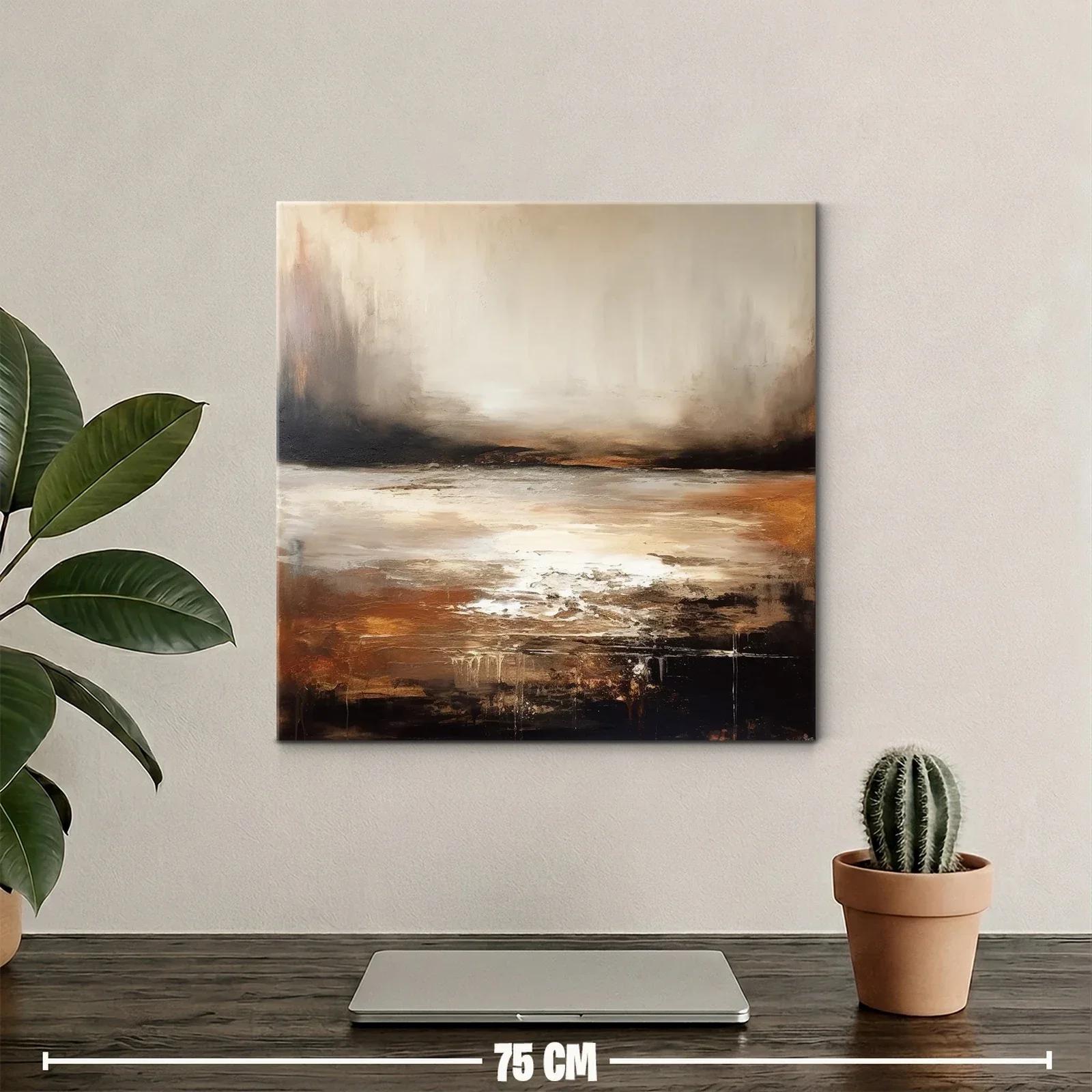 Cuadro abstracto con tonos tierra y atmósfera envolvente — miniatura 2