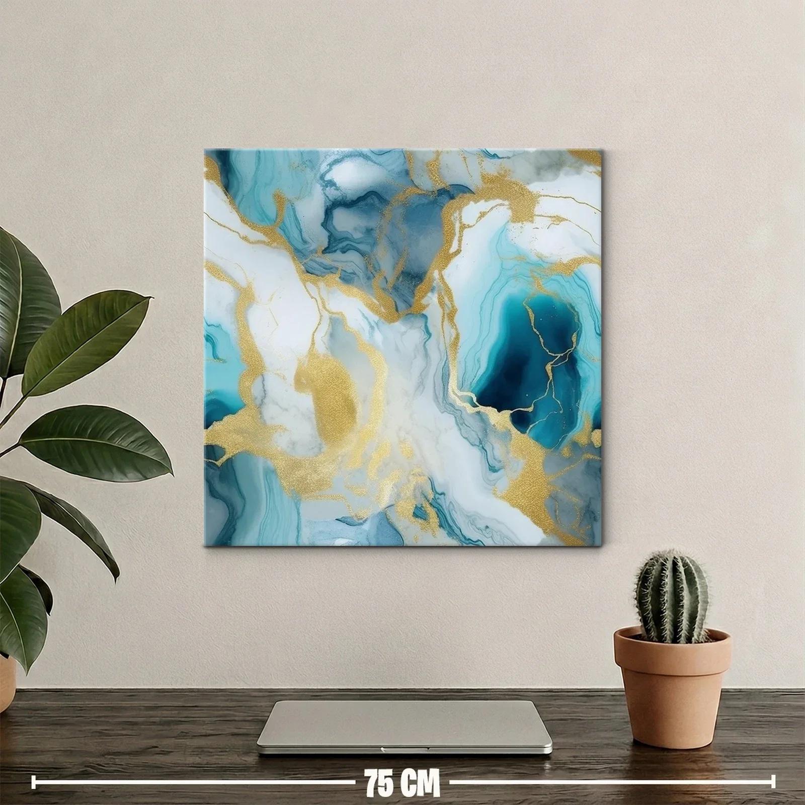 Cuadro abstracto con tonos azul y dorado elegante — miniatura 2