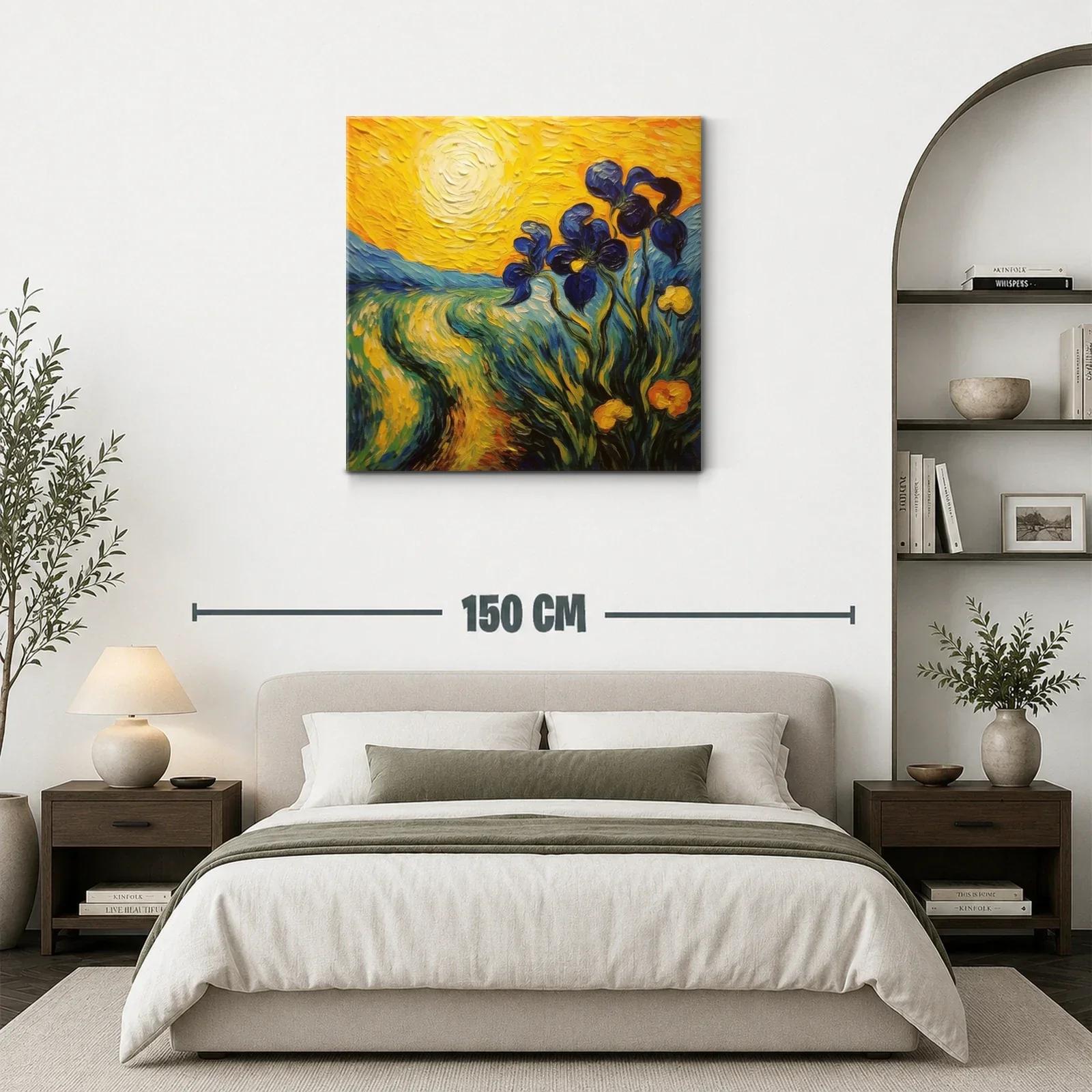 Cuadro vibrante con flores azules bajo el sol brillante — miniatura 3