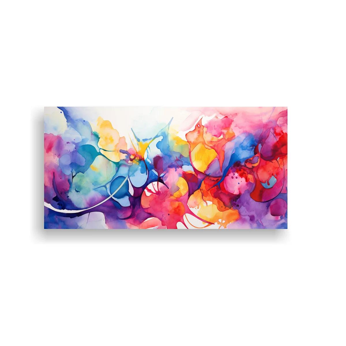 Cuadro abstracción acuarelada con manchas fluidas y trazos curvos — imagen principal