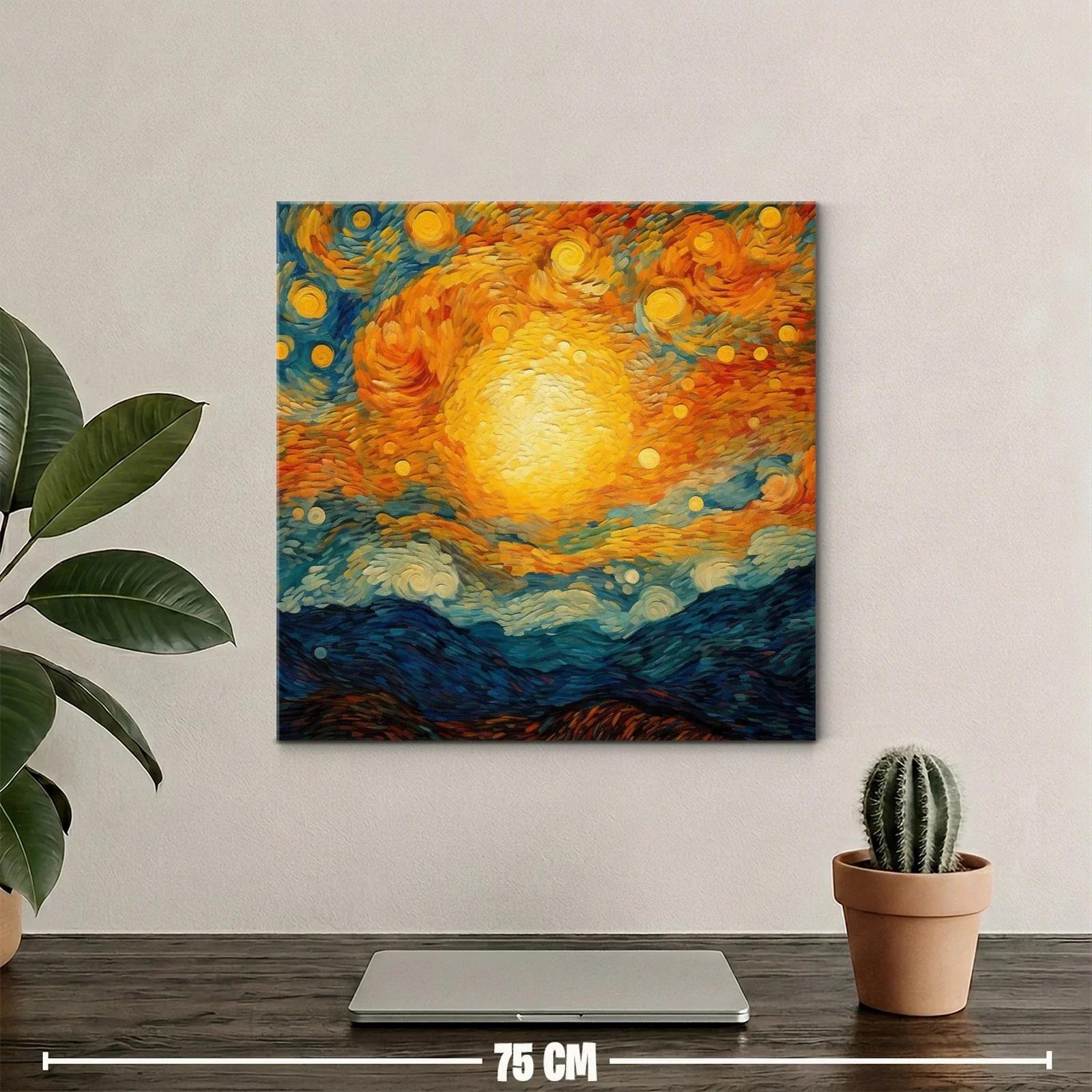 Cuadro vibrante con cielo estrellado y paisaje montañoso — miniatura 2
