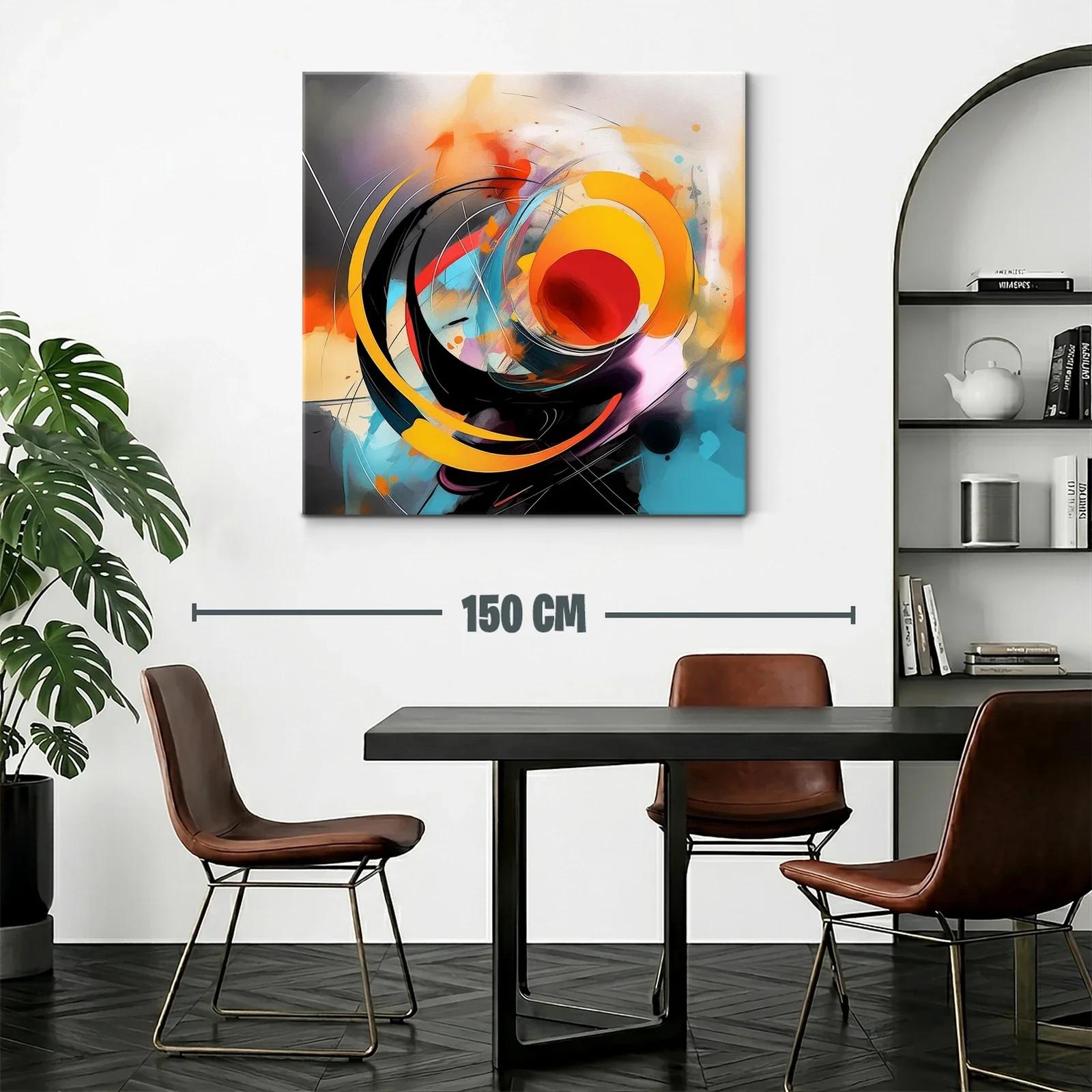 Cuadro abstracto en vibrantes tonos cálidos y fríos — miniatura 2