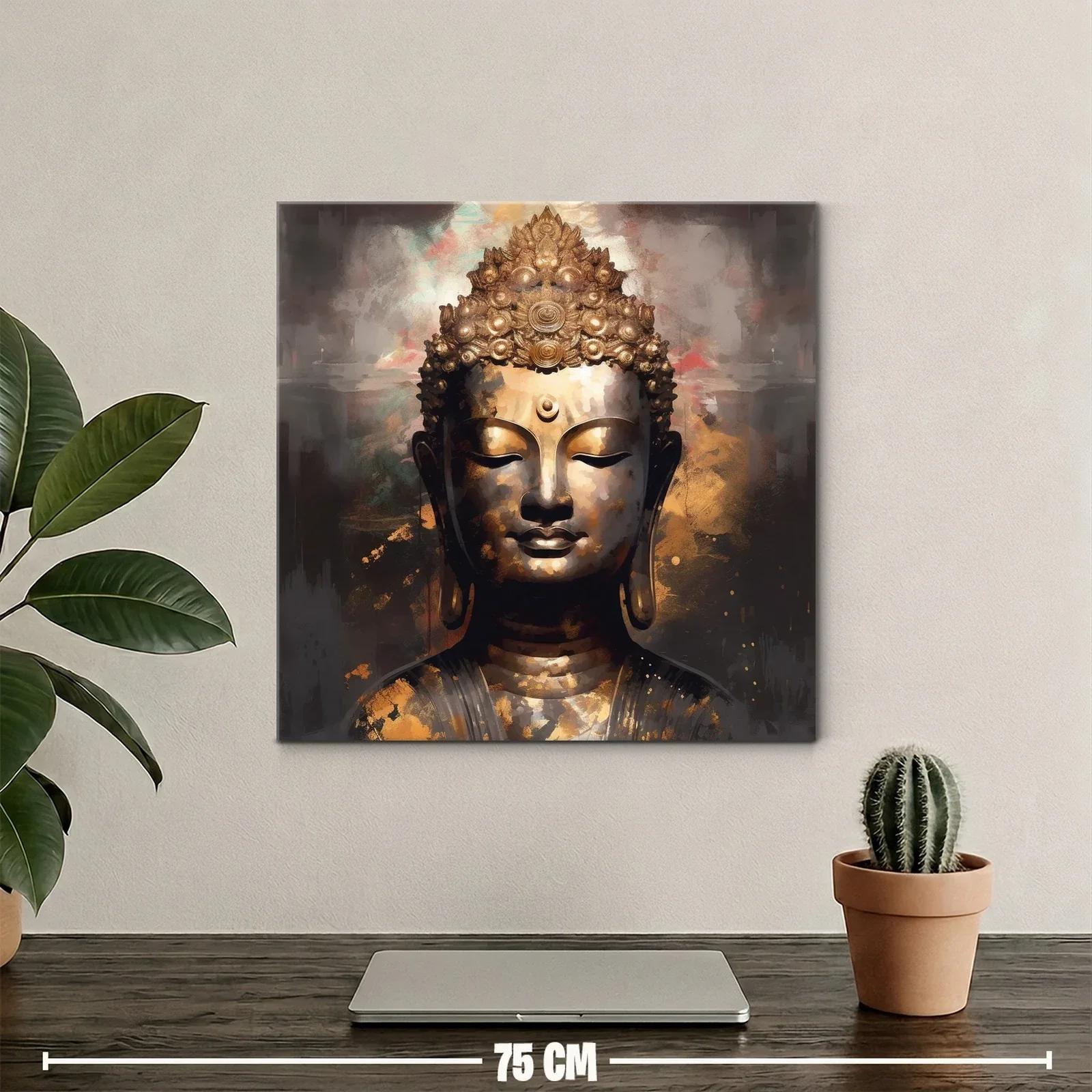 Retrato sereno de Buda con tonos dorados y ocres — miniatura 2