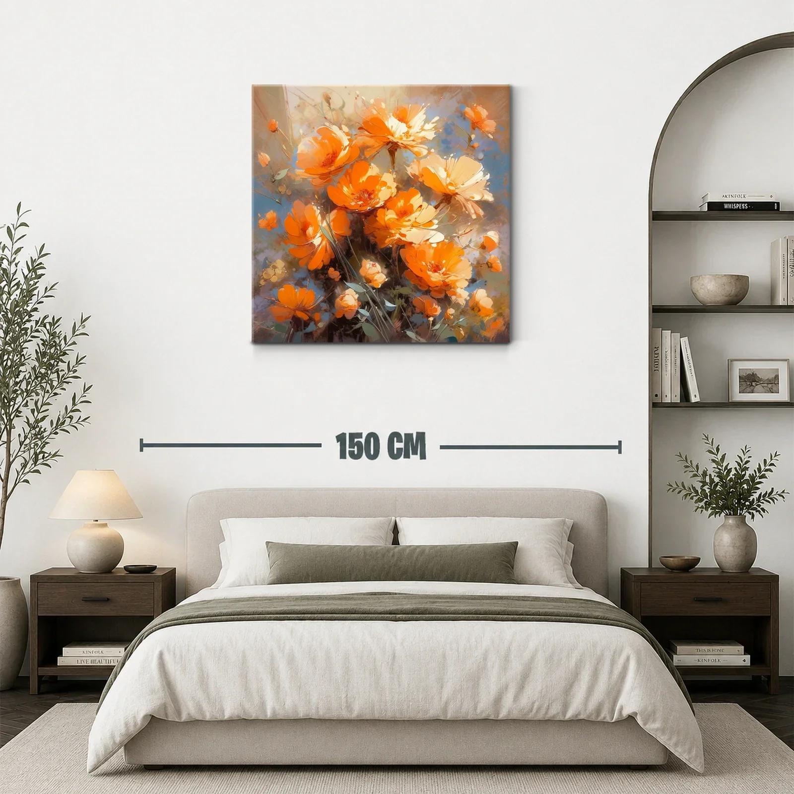 Ramo vibrante de flores naranjas y crema en tonos cálidos — miniatura 3