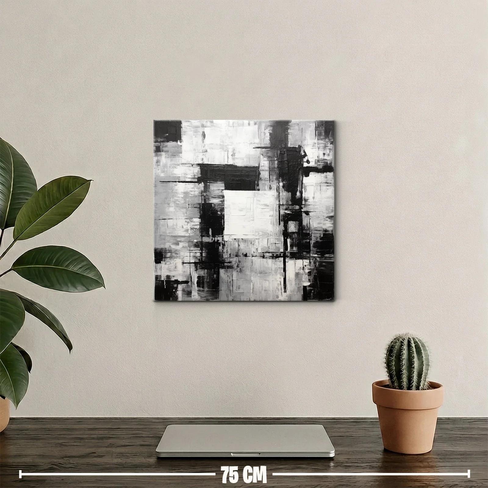 Cuadro Abstracto en Blanco Negro con Contrastes Intensos — miniatura 2