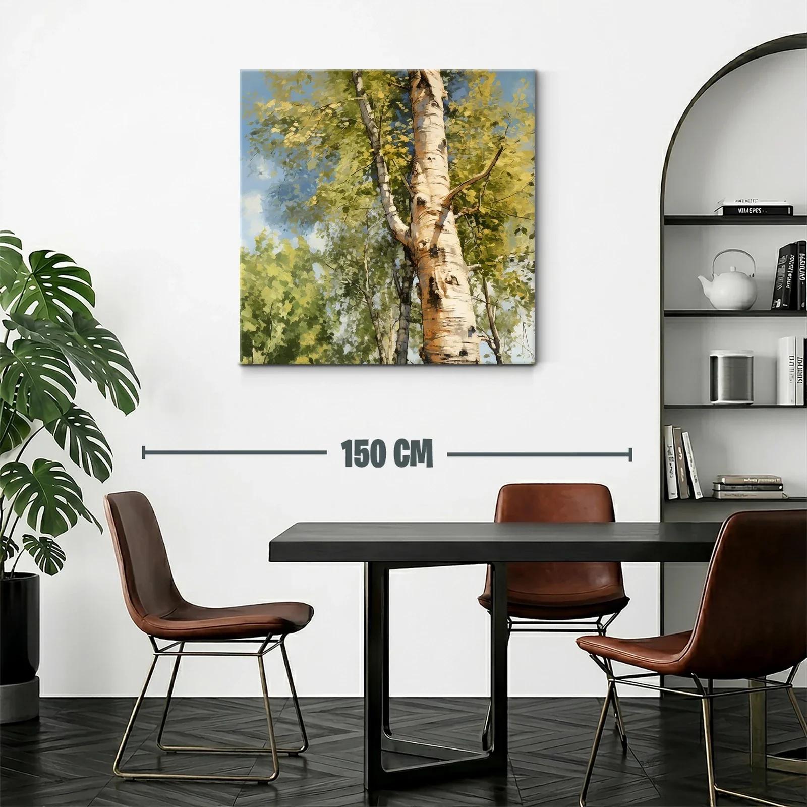 Árbol de abedul con follaje en tonos verdes y cielo azul — miniatura 2
