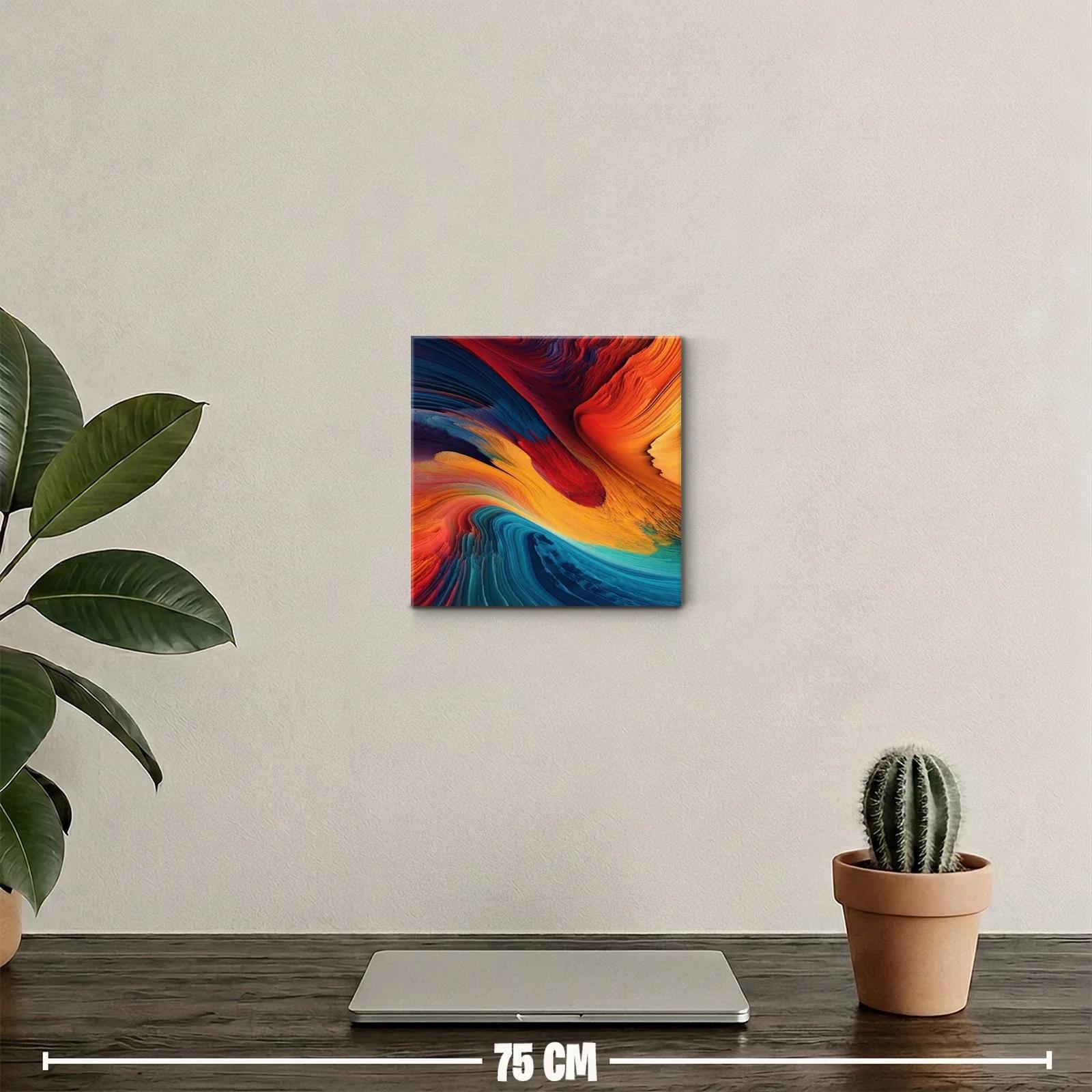Composición abstracta en vibrantes tonos cálidos y fríos — miniatura 2
