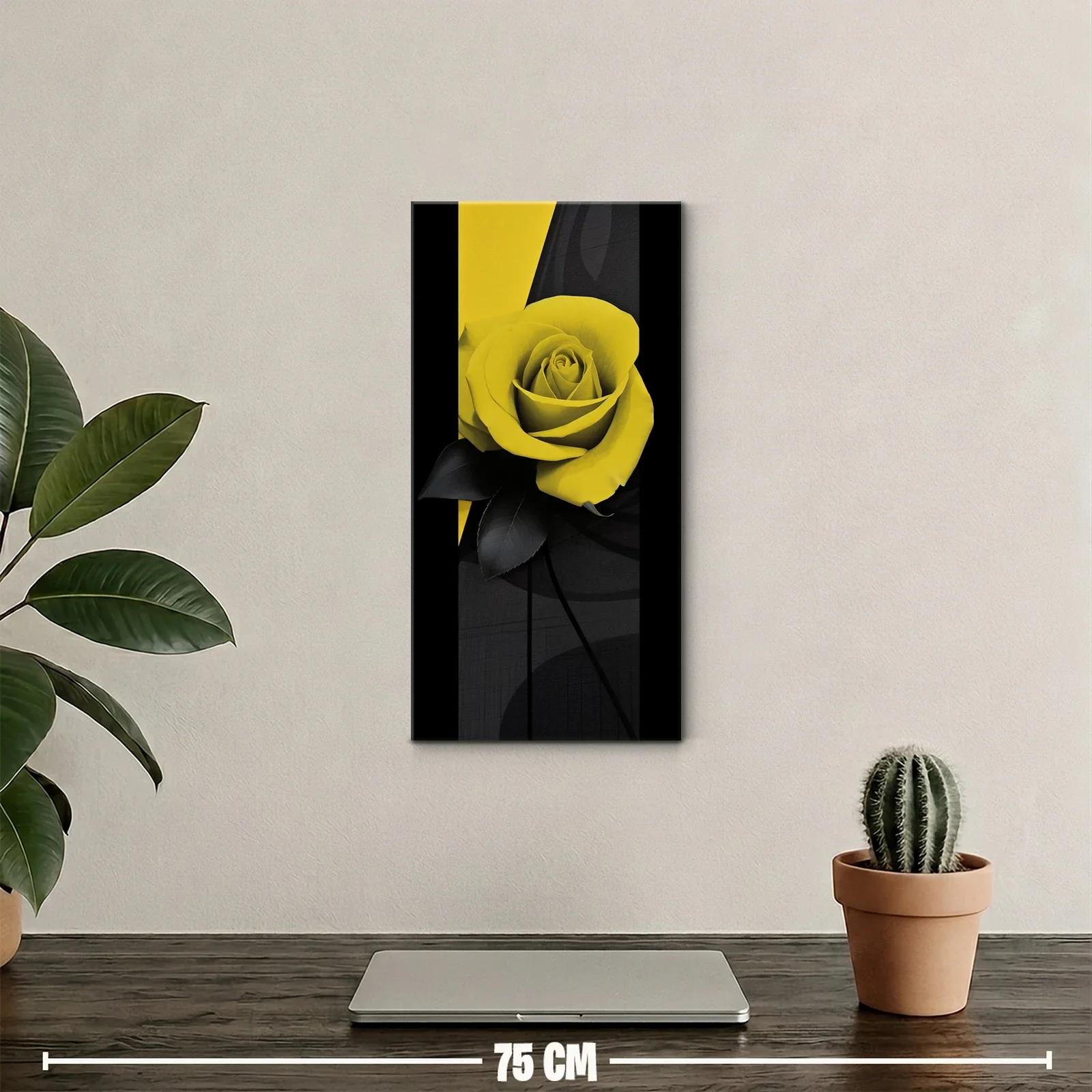 Cuadro rosa amarilla sobre fondo oscuro — miniatura 2