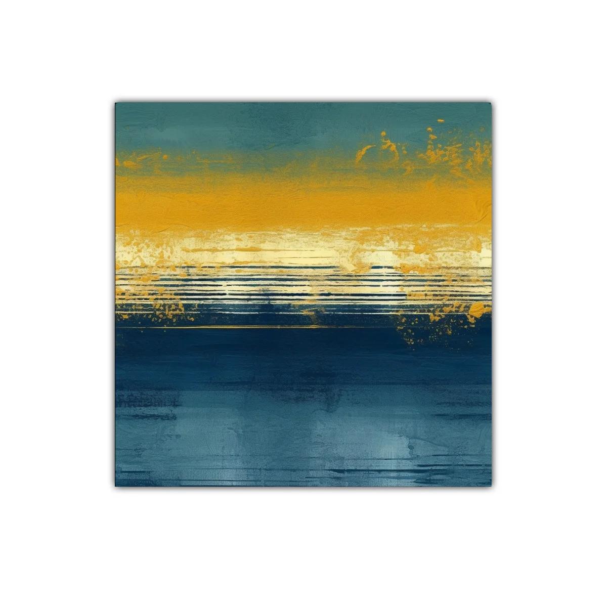 Cuadro abstracto tonos dorados y azules intensos — miniatura 1