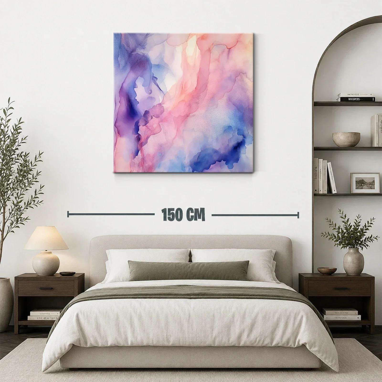 Cuadro abstracto con suaves tonalidades pastel y azules — miniatura 3