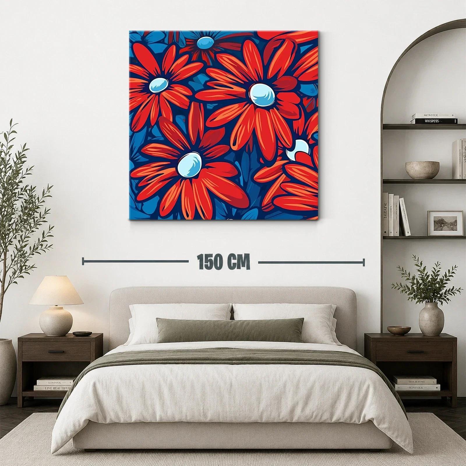 Flores vibrantes en tonos rojos y azules intensos — miniatura 3
