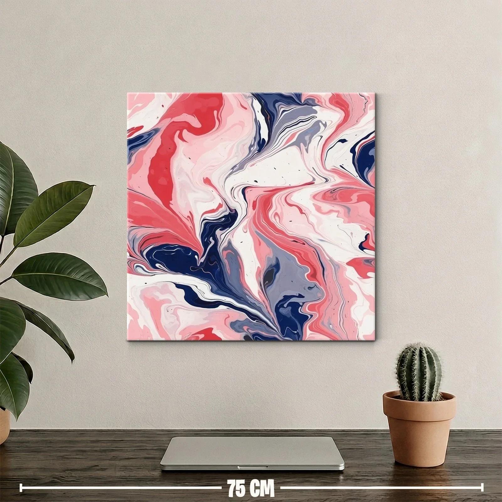 Cuadro abstracto con fluidas formas en tonos rosa y azul — miniatura 2