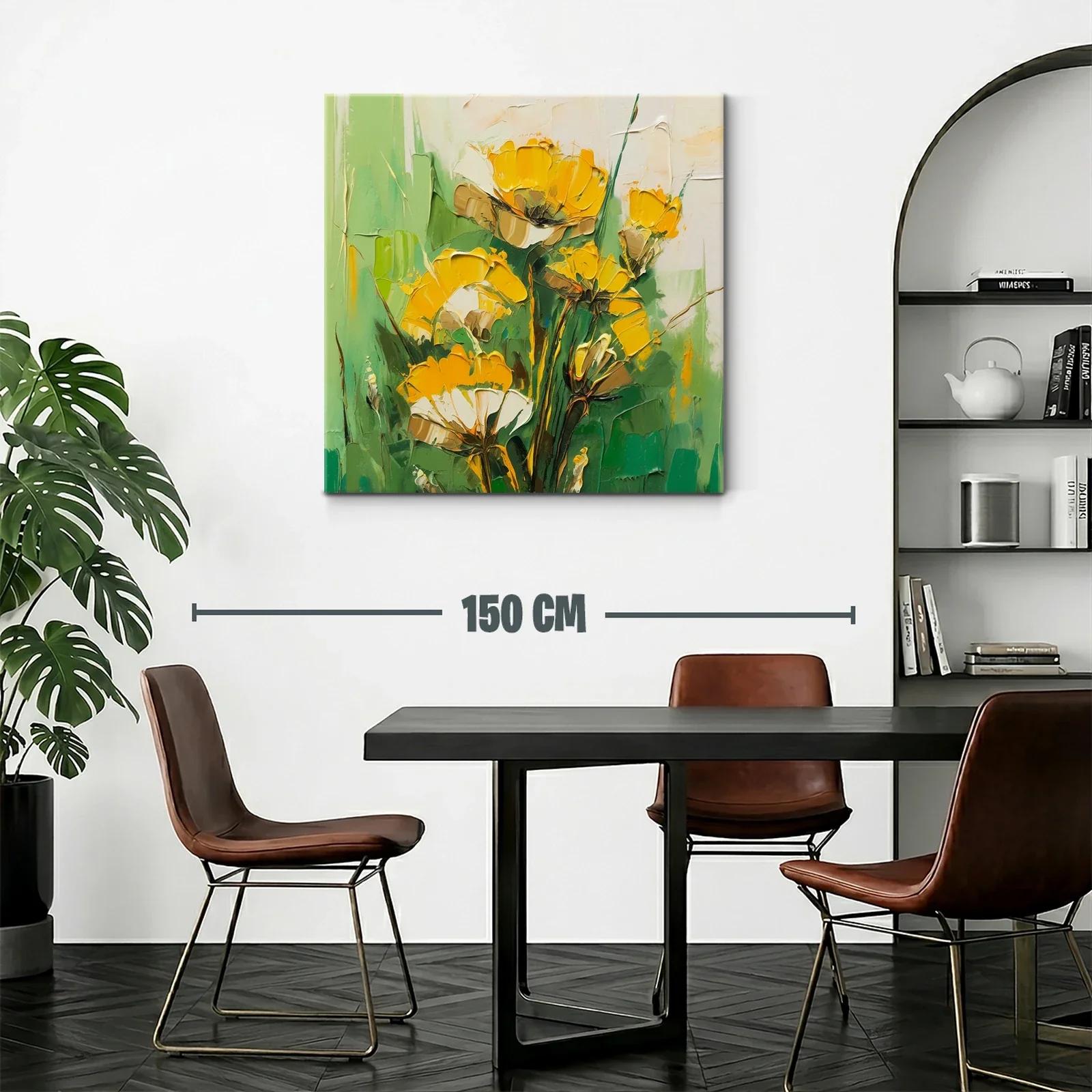 Cuadro floral en tonos verdes y amarillos vibrantes — miniatura 2