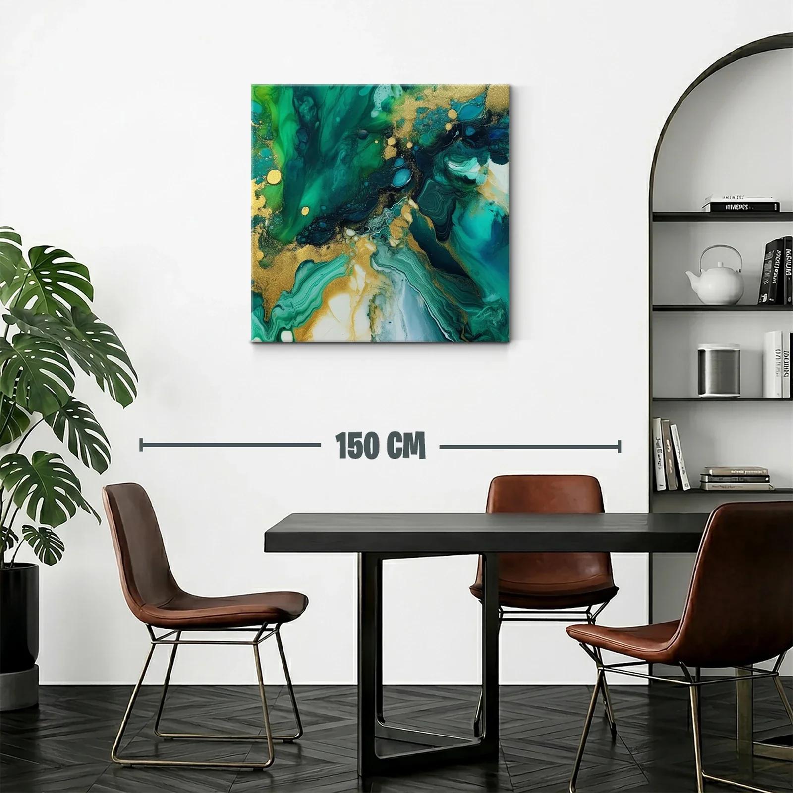 Arte abstracto en tonos verdes y dorados vibrantes — miniatura 2