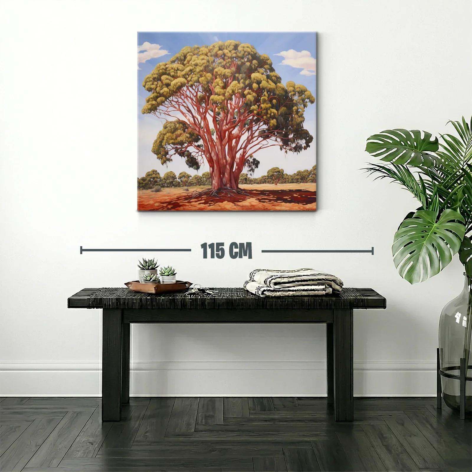 Impresionante árbol con tronco rojo sobre paisaje soleado — miniatura 2