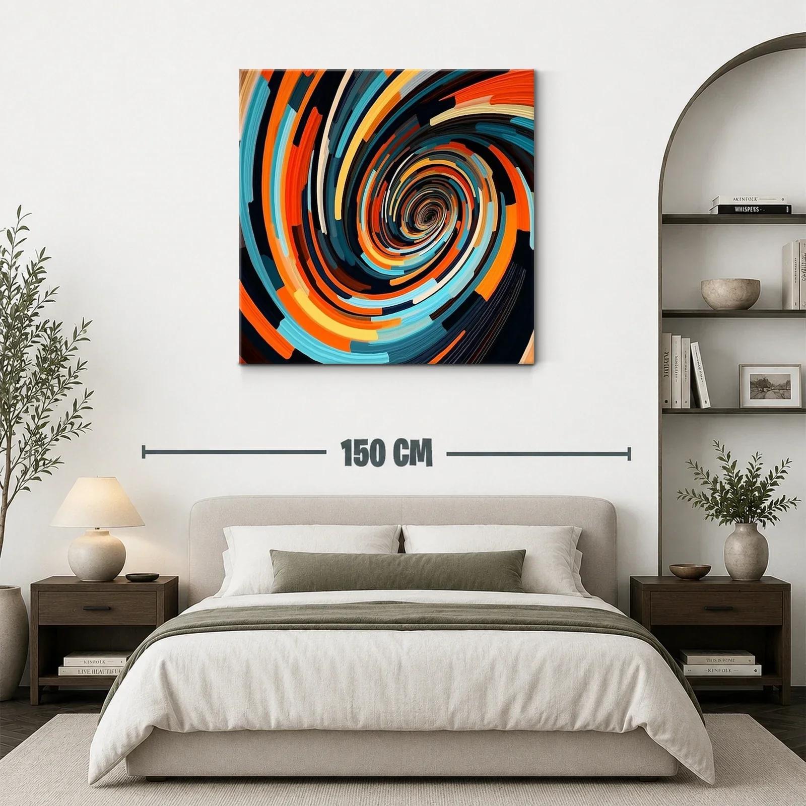 Cuadro abstracto en espiral con vibrantes tonos cálidos y fríos — miniatura 3