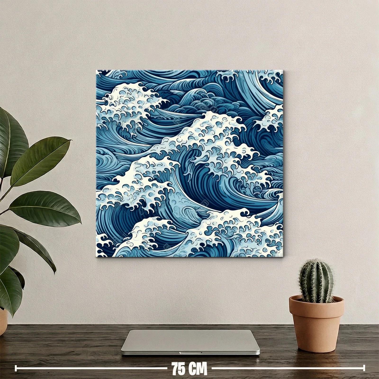 Cuadro con Motivo de Olas en Tonos Azules y Blancos — miniatura 2