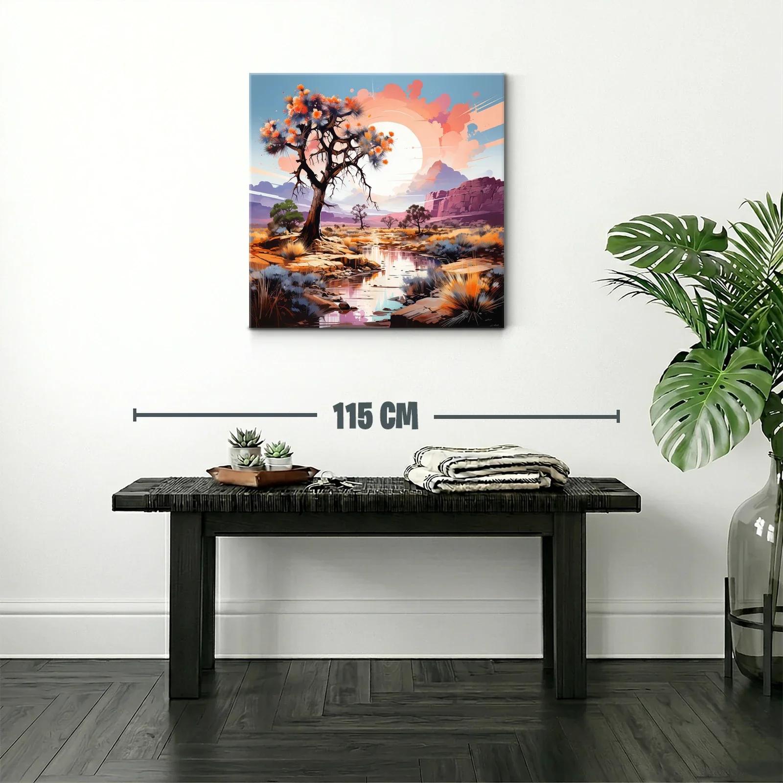 Paisaje desértico con árbol y reflejos al atardecer — miniatura 2