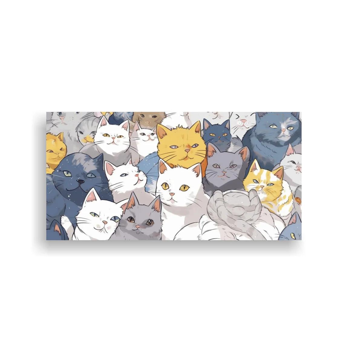 Cuadro grupo de gatos con rosas grises — imagen principal