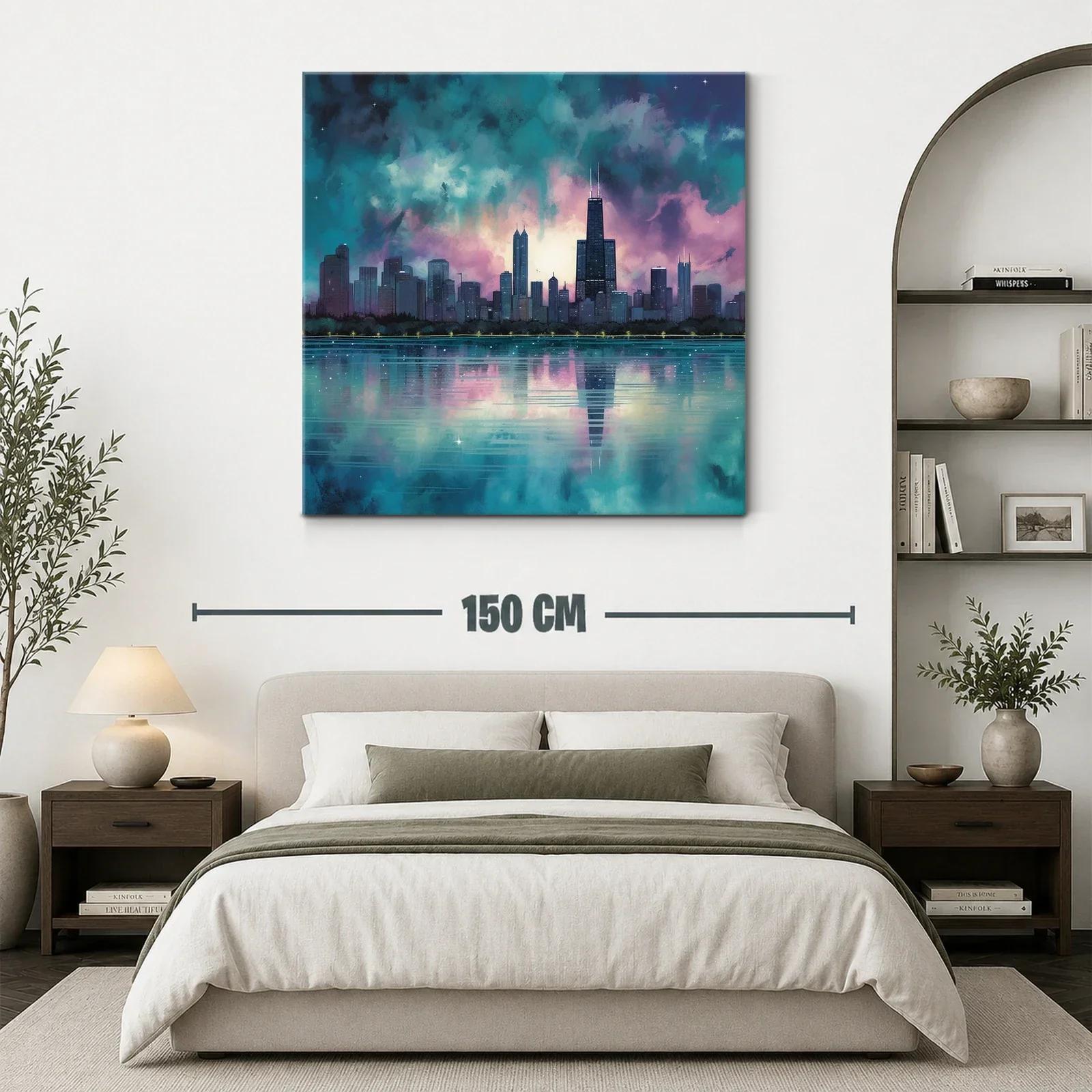 Paisaje urbano al atardecer con reflejos mágicos en el agua — miniatura 3