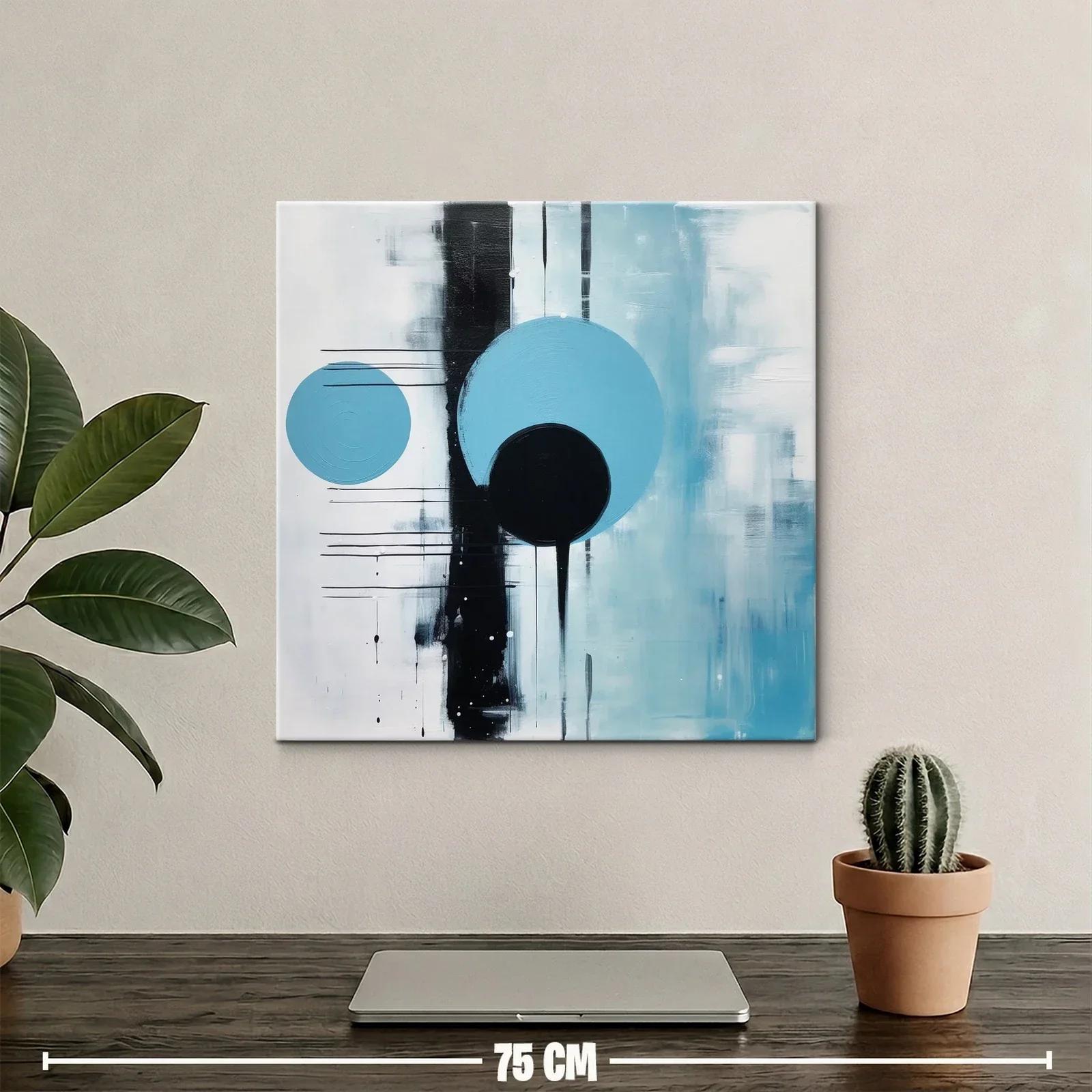 Composición Abstracta con Círculos en Tonos Azules y Negros — miniatura 2
